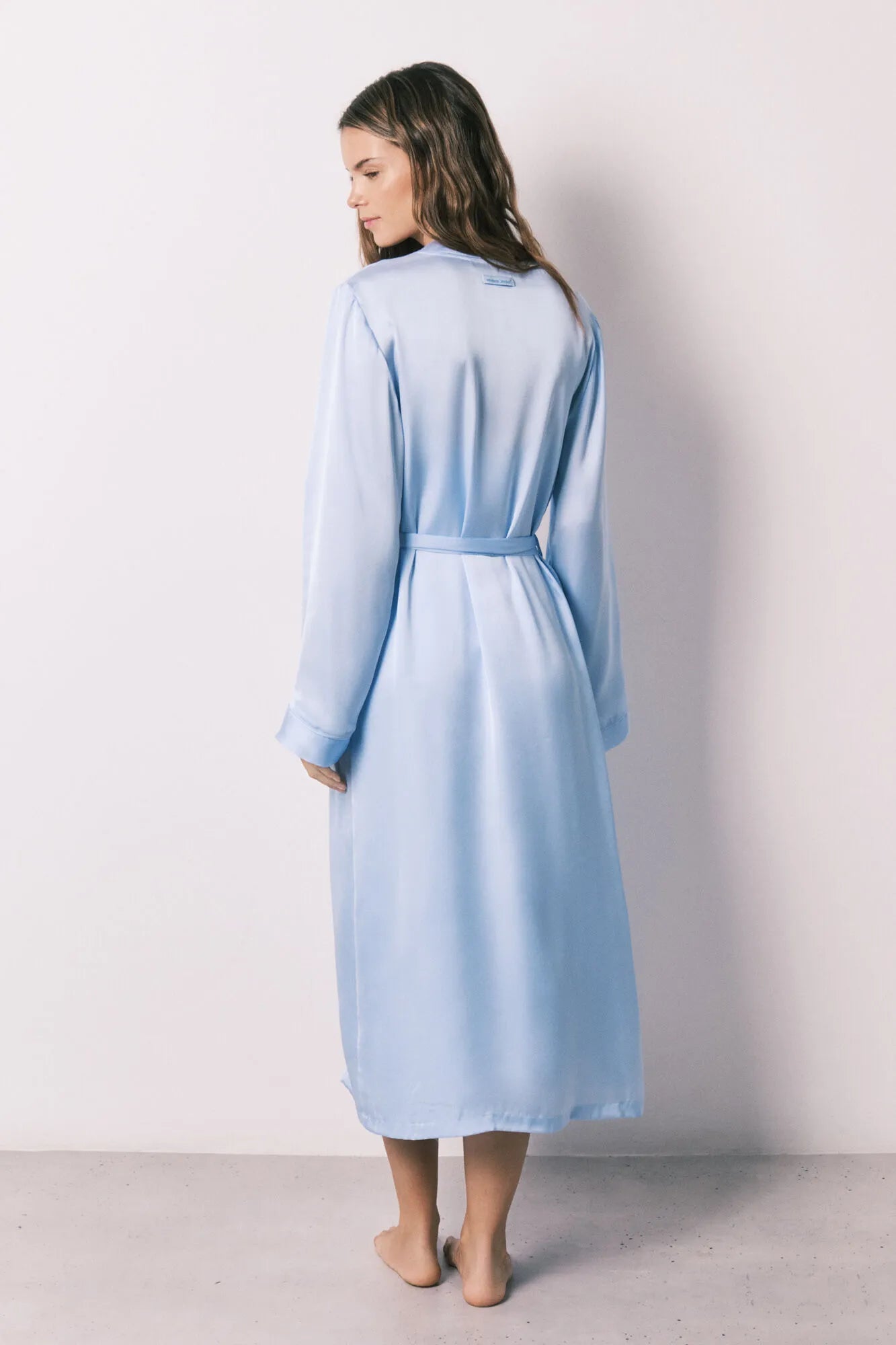 Women Secret Light Blue Women Blue Satin Midi Robe SKU: 2533683_16 Image 04