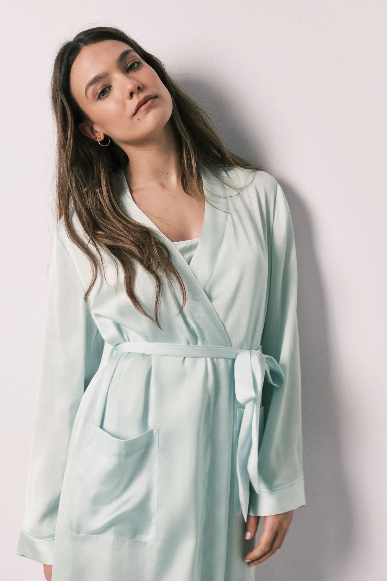 Women Secret Green Women Green Satin Midi Robe SKU: 2533684_22 Image 02