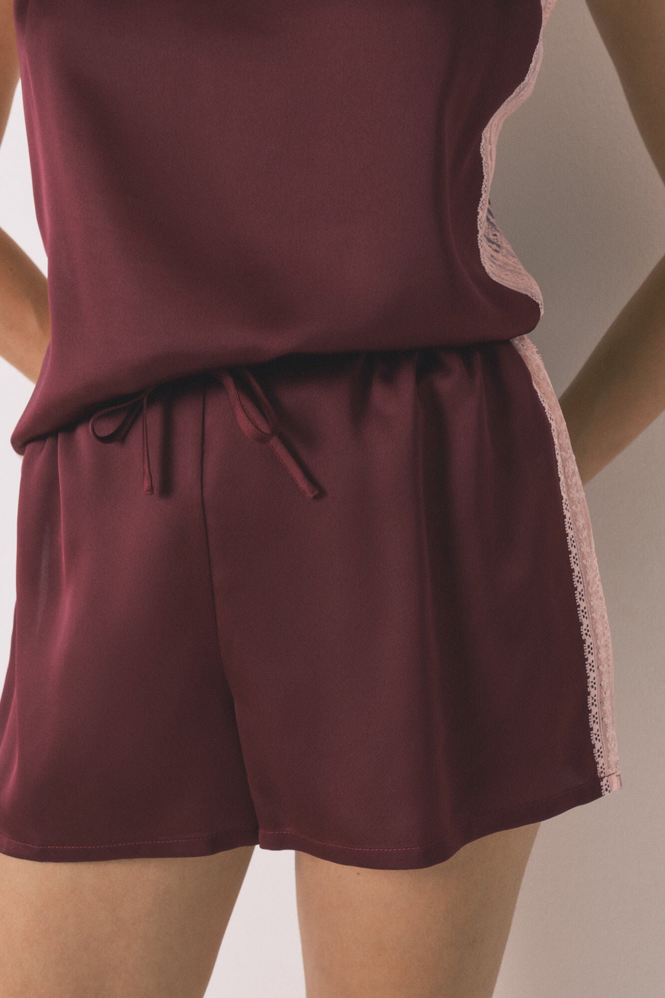 Women Secret_Red_Short Pyjamas Wine Lace Pajamas_2542457_68_06