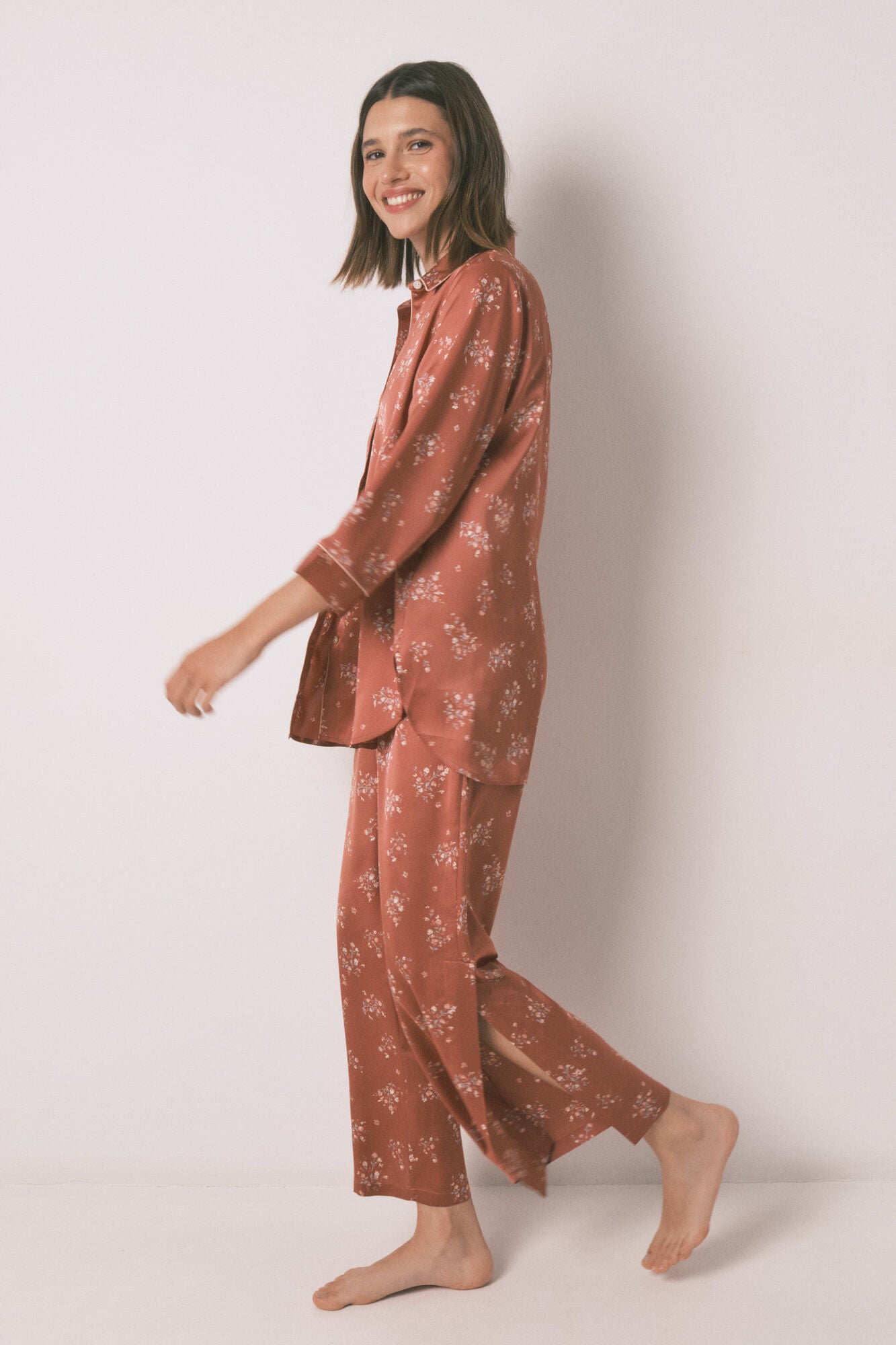 Women Secret_Pink_Long Orange Satin Pajama Shirt_2542463_71_05
