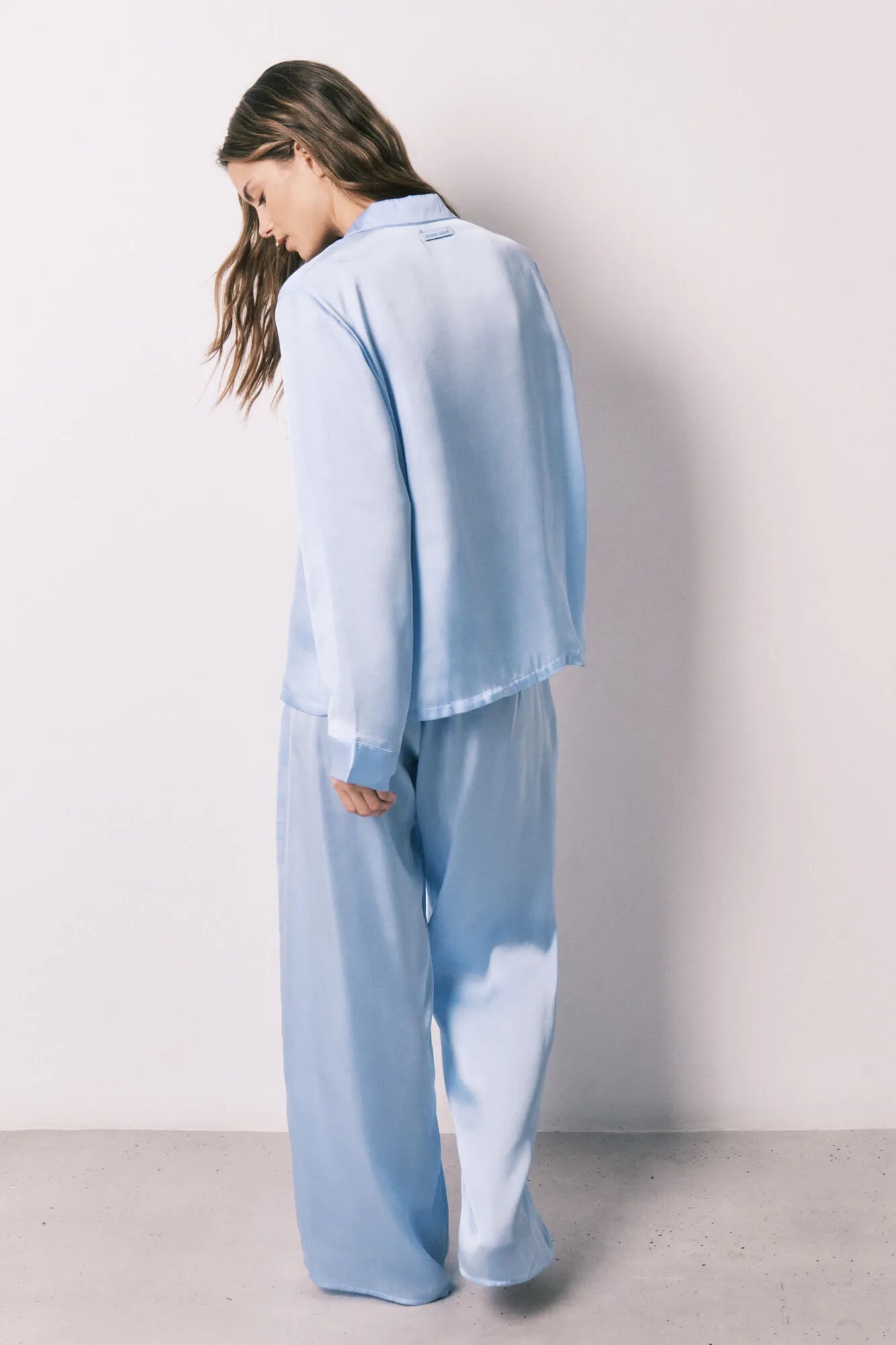 Women Secret Light Blue Women Blue Satin Classic Long Pyjamas SKU: 2543703_16 Image 05