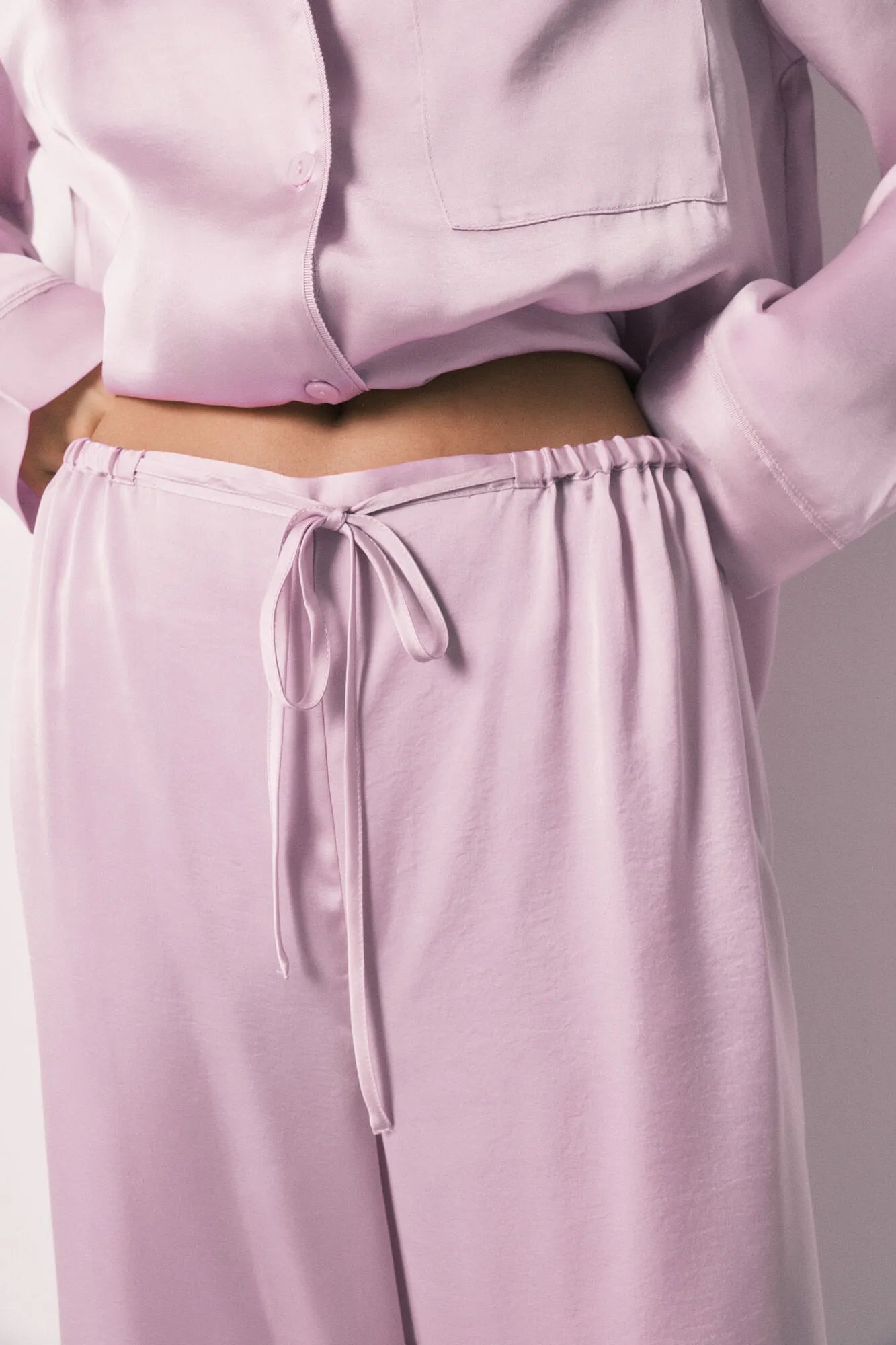 Women Secret Purple/Lilac Women Lilac Satin Long Classic Pyjamas SKU: 2543705_76 Image 05