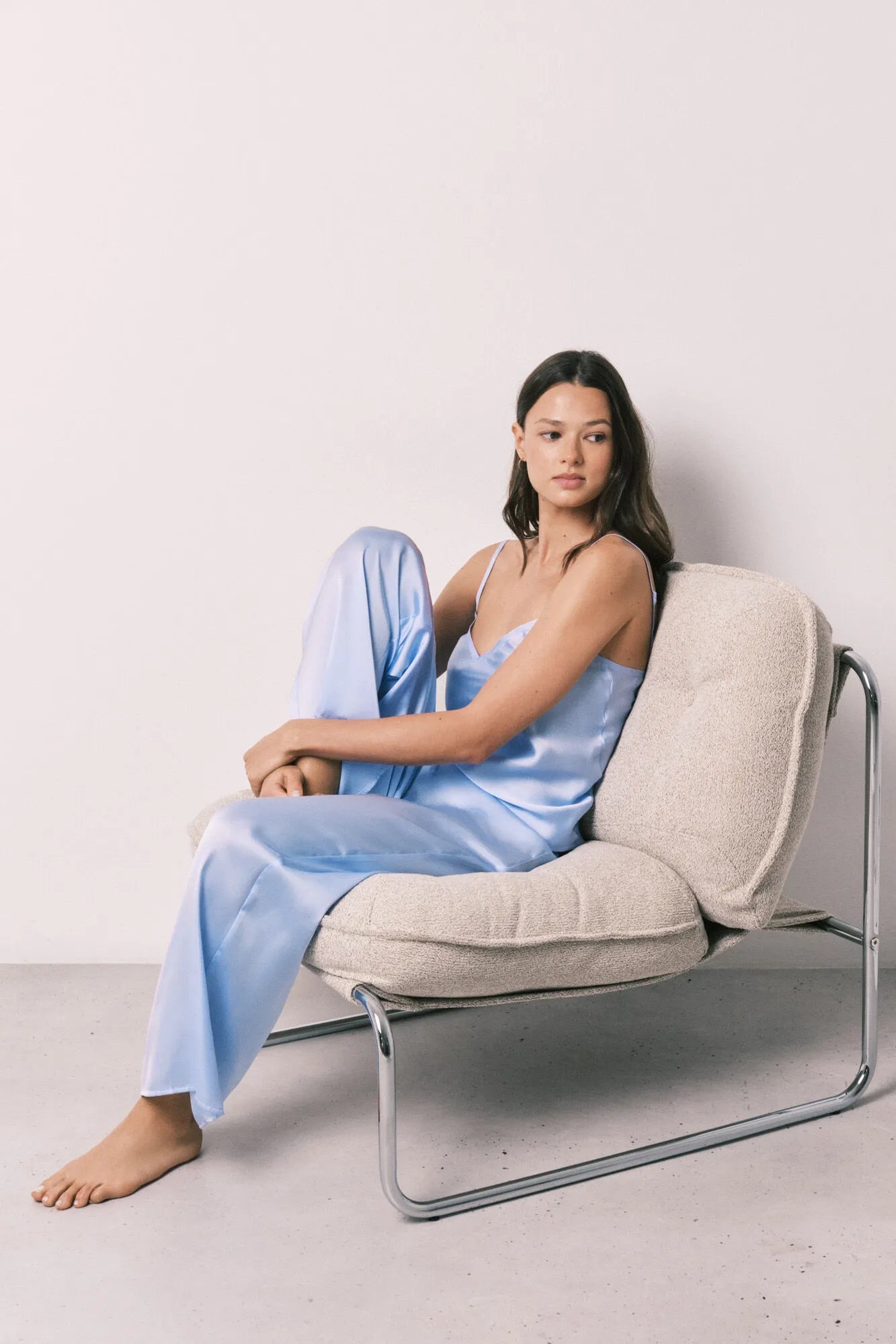 Women Secret Light Blue Women Blue Satin Long Pyjamas SKU: 2543709_16 Image 02