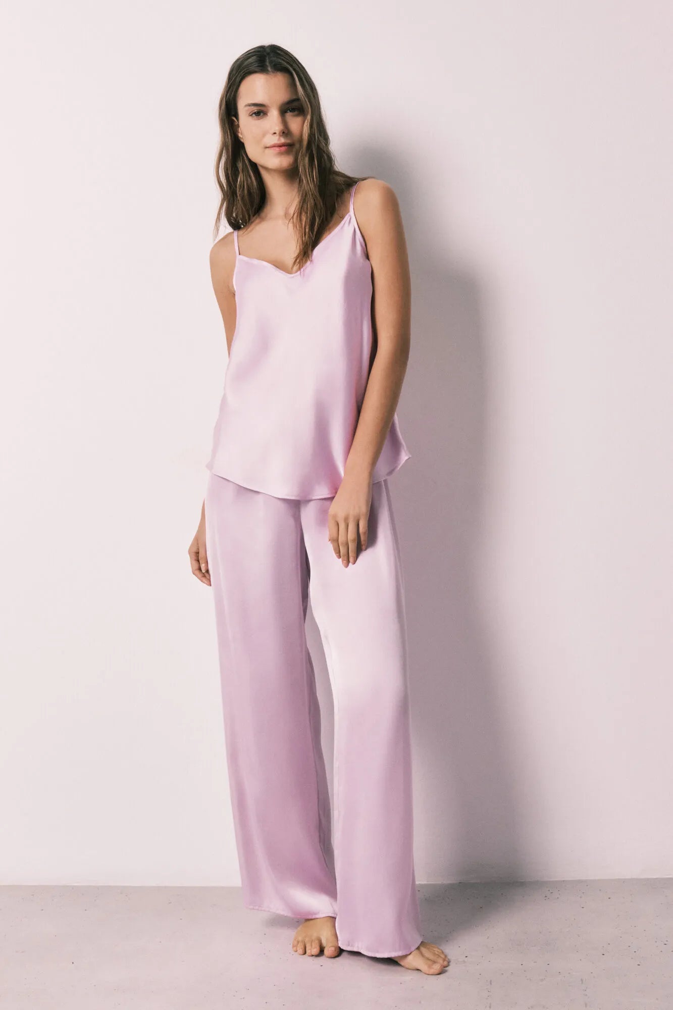 Women Secret Purple/Lilac Women Lilac Satin Long Pyjamas SKU: 2543710_76 Image 01