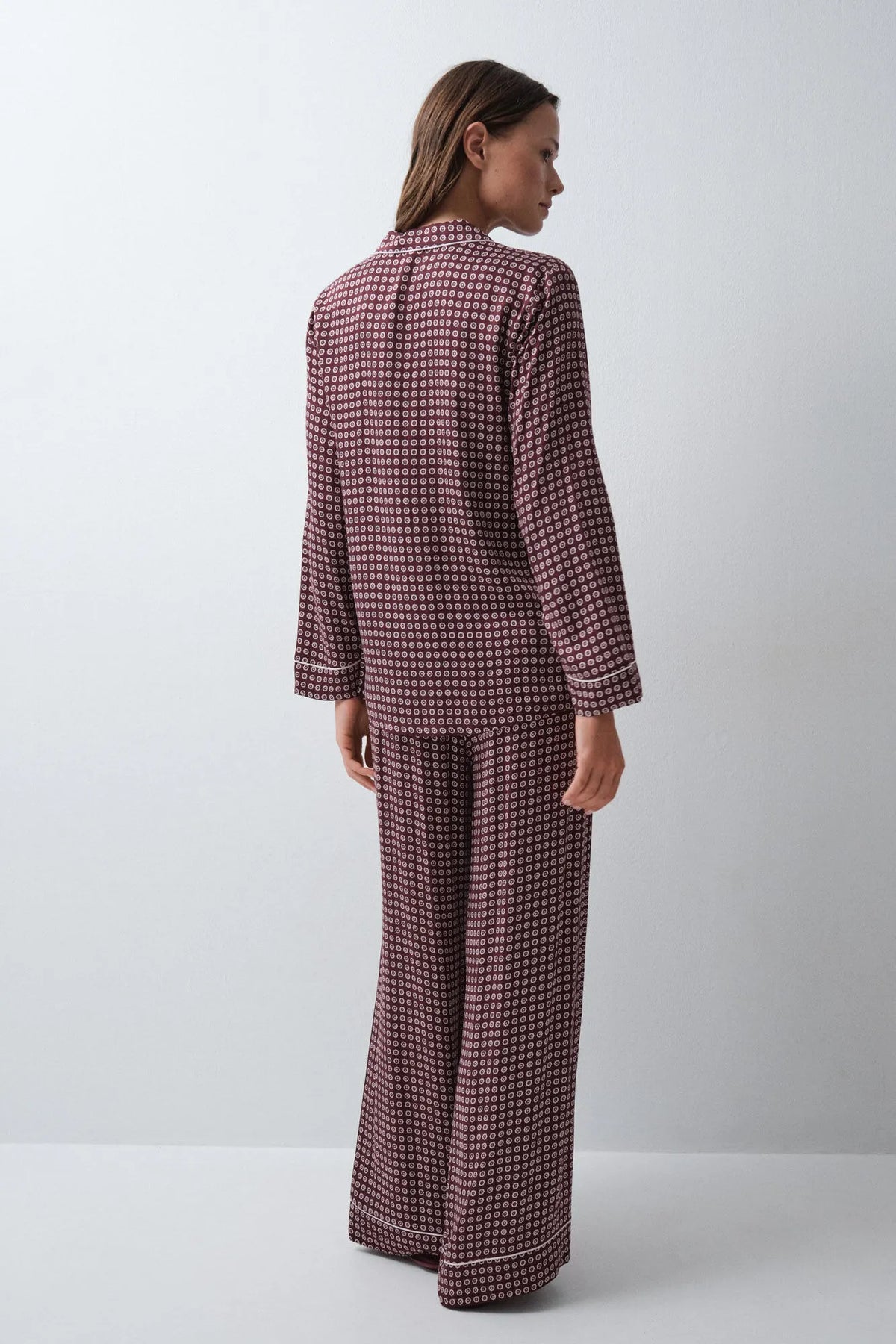 Women Secret Wine Women Burgundy Classic Long Pyjamas SKU: 2544856_68 Image 05