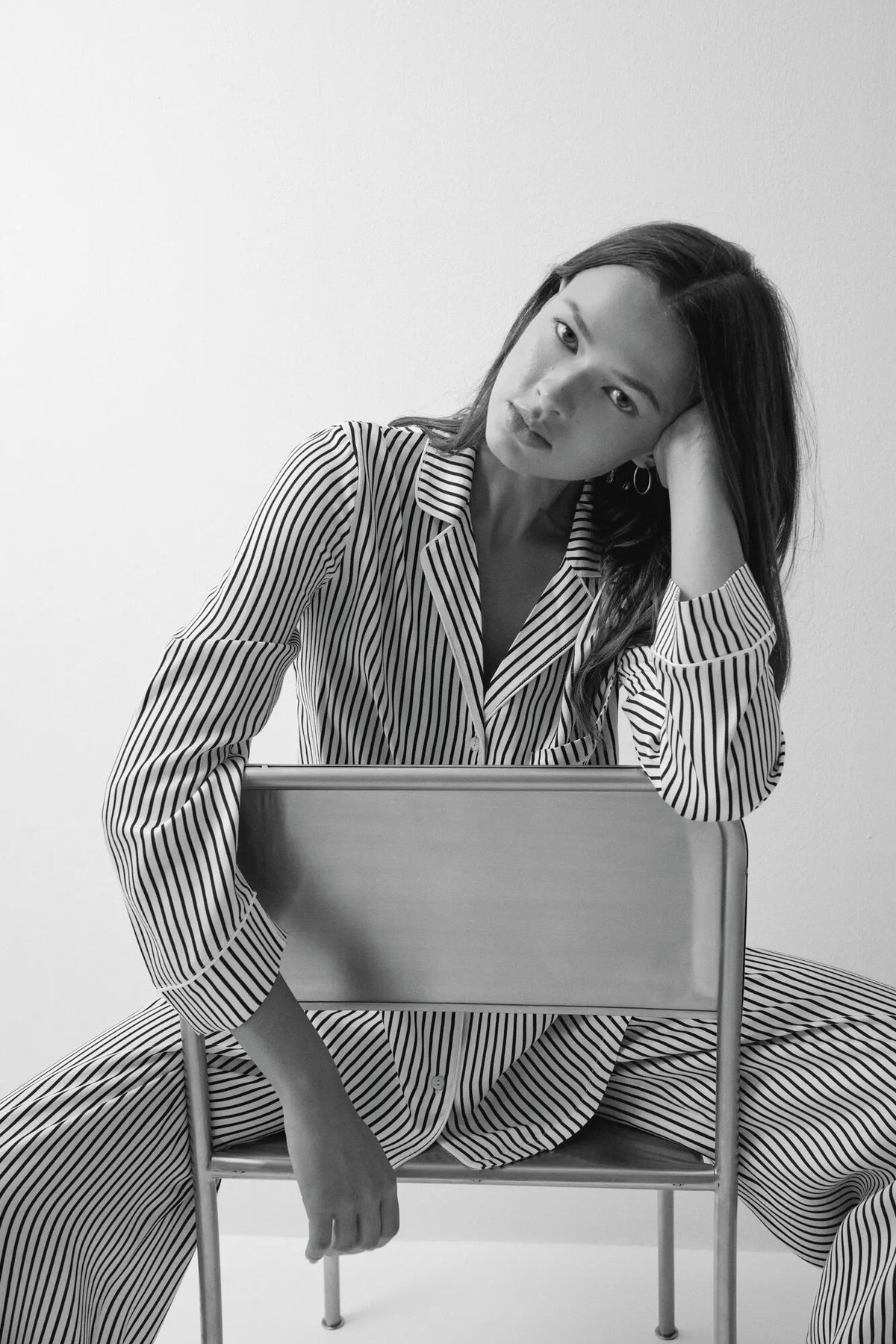 Women Secret Black Women Black And White Striped Classic Pyjamas SKU: 2544858_01 Image 01