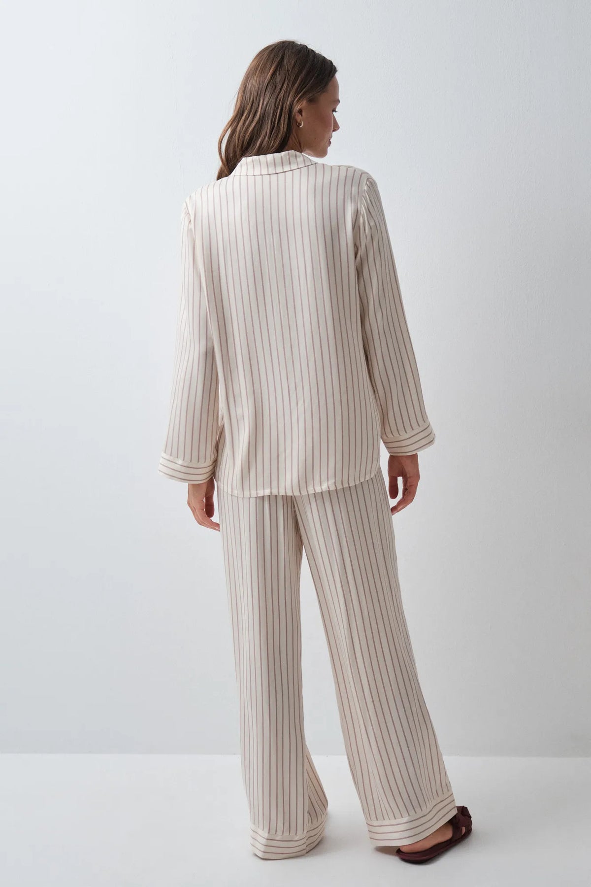 Women Secret White Print Women Striped Satin-Finish Classic Pyjamas SKU: 2544866_97 Image 05