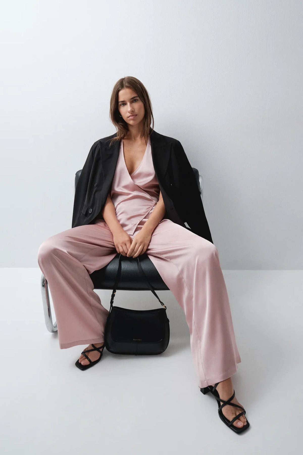 Women Secret Pink Women Satin-Finish Halterneck Long Pyjamas SKU: 2544869_71 Image 05