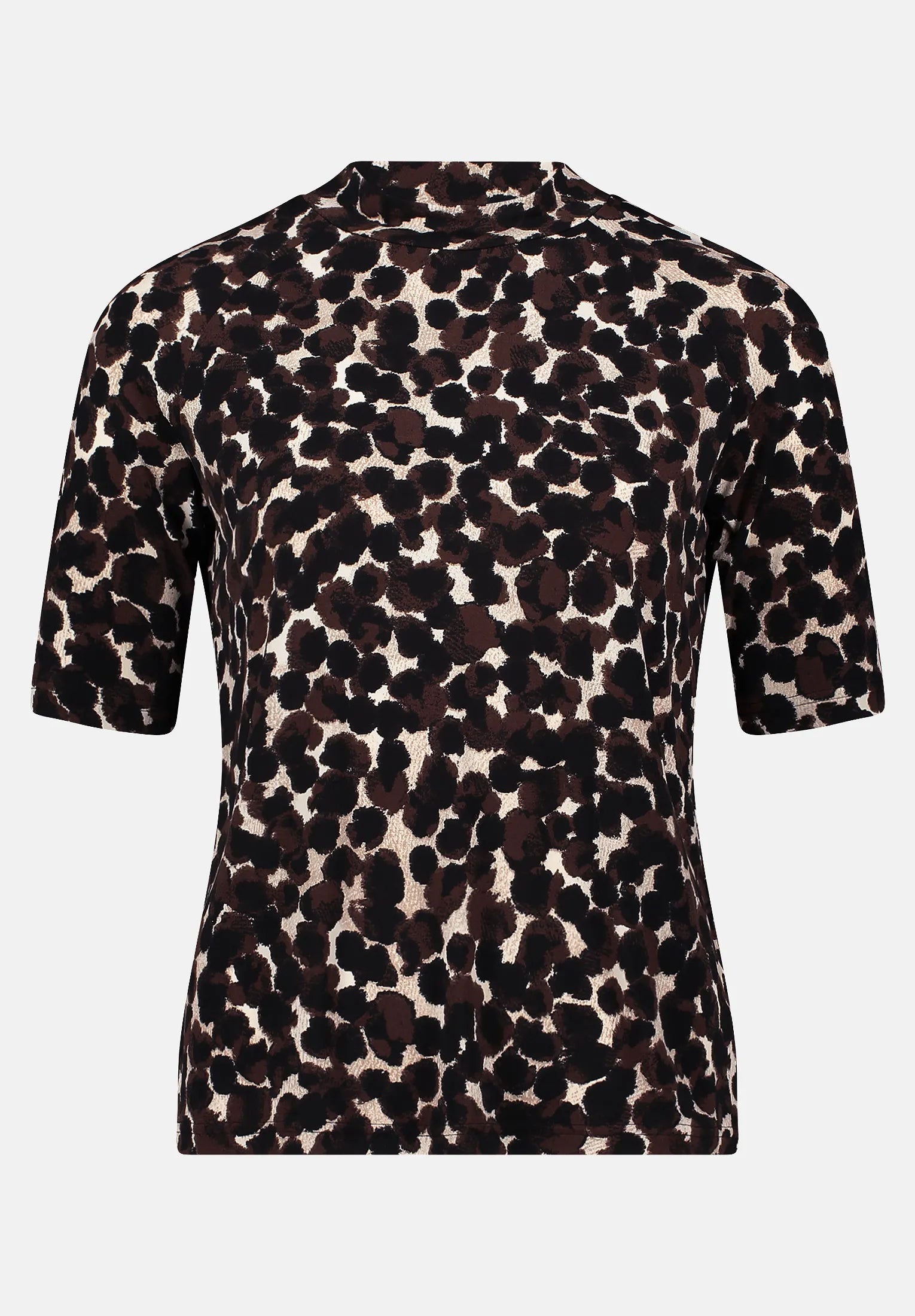 Betty Barclay_Brown/Beige_Print Shirt with Stand-Up Collar_2632-1617_7871_04