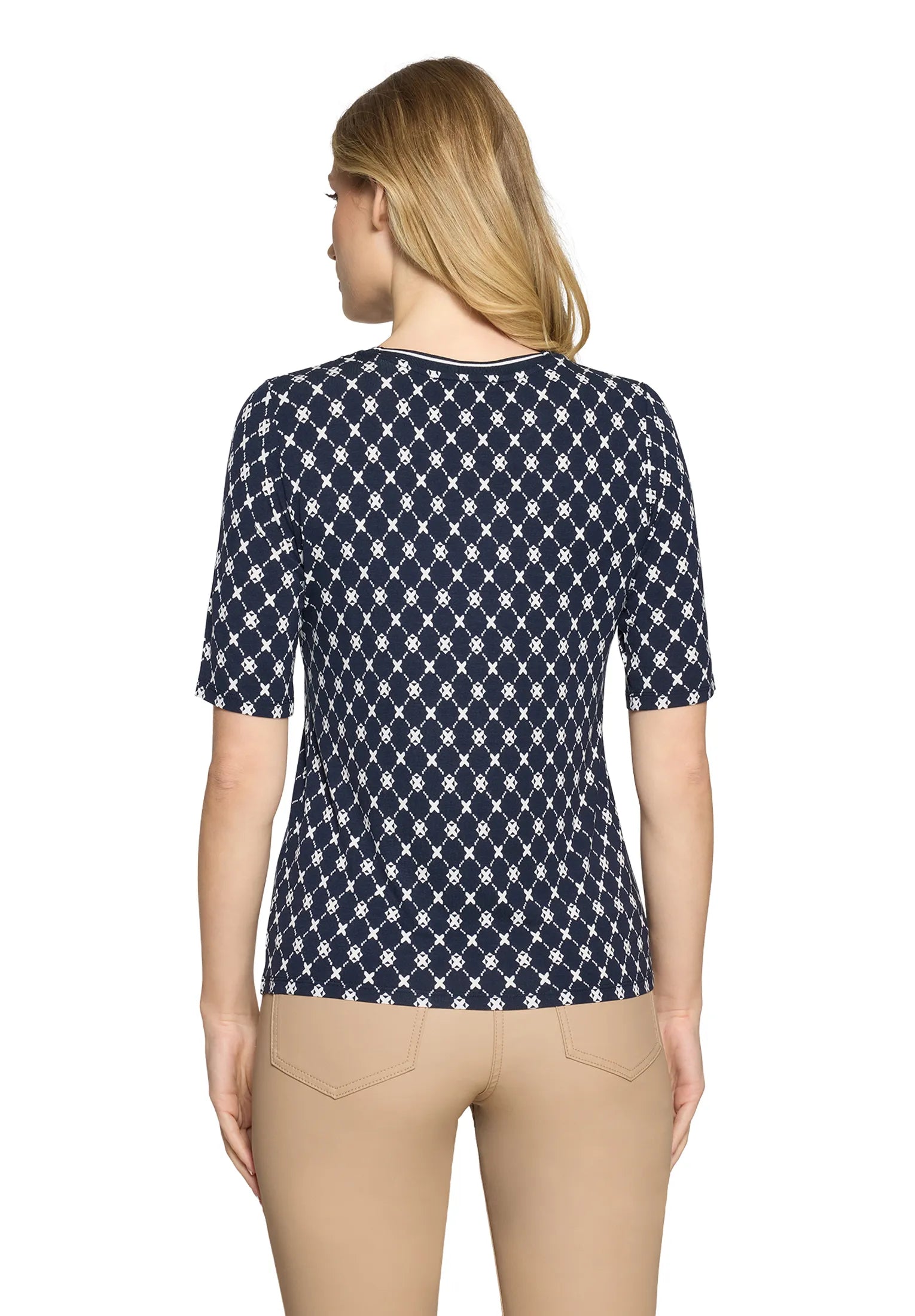 Betty Barclay Dark Blue/Cream Women Basic Shirt with Ribbed Cuffs SKU: 2725-1791_8813 Image 03