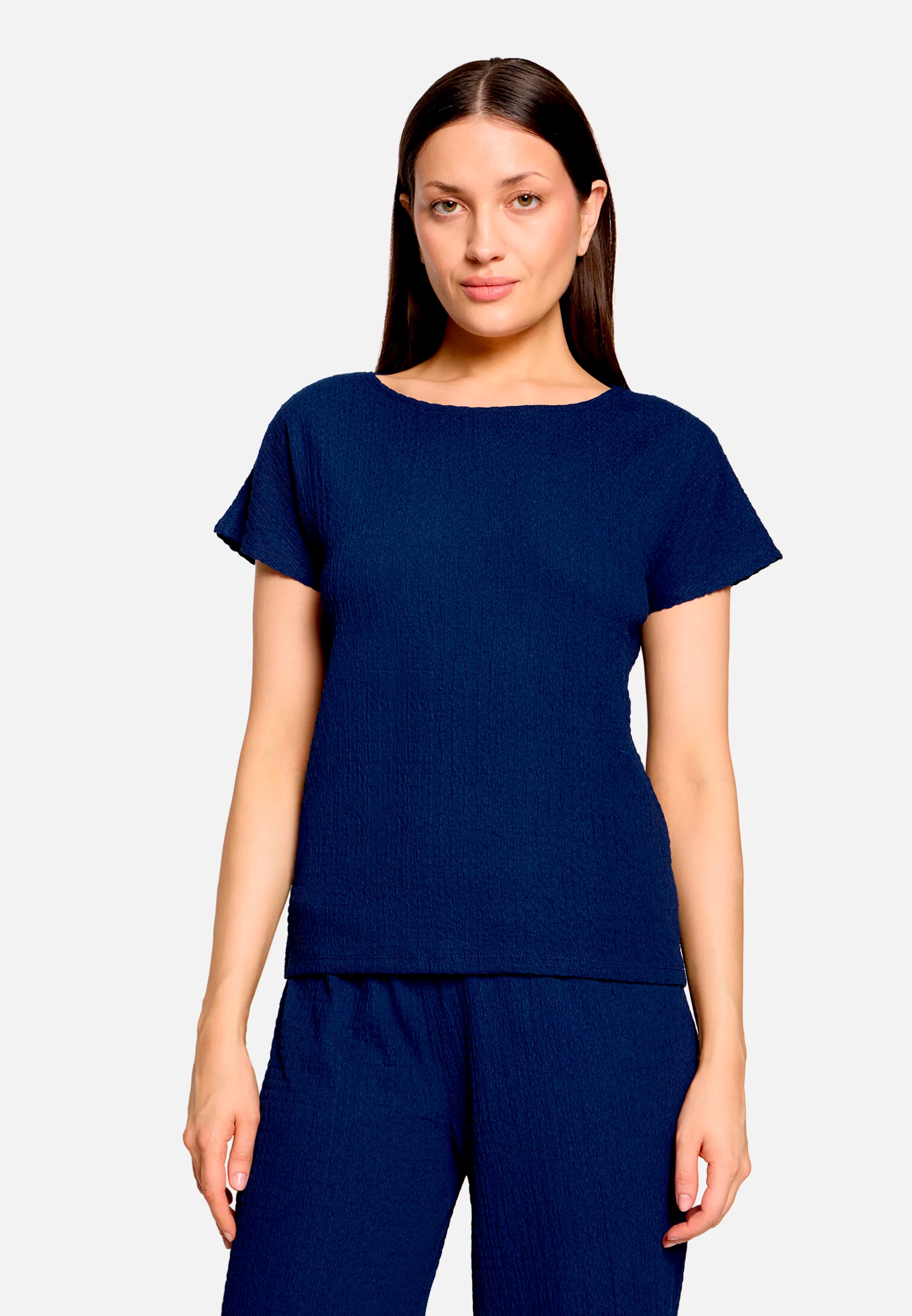 Betty Barclay Ocean Cavern Women Textured Shirt with Boat Neck SKU: 2748-1821_8359 Image 01
