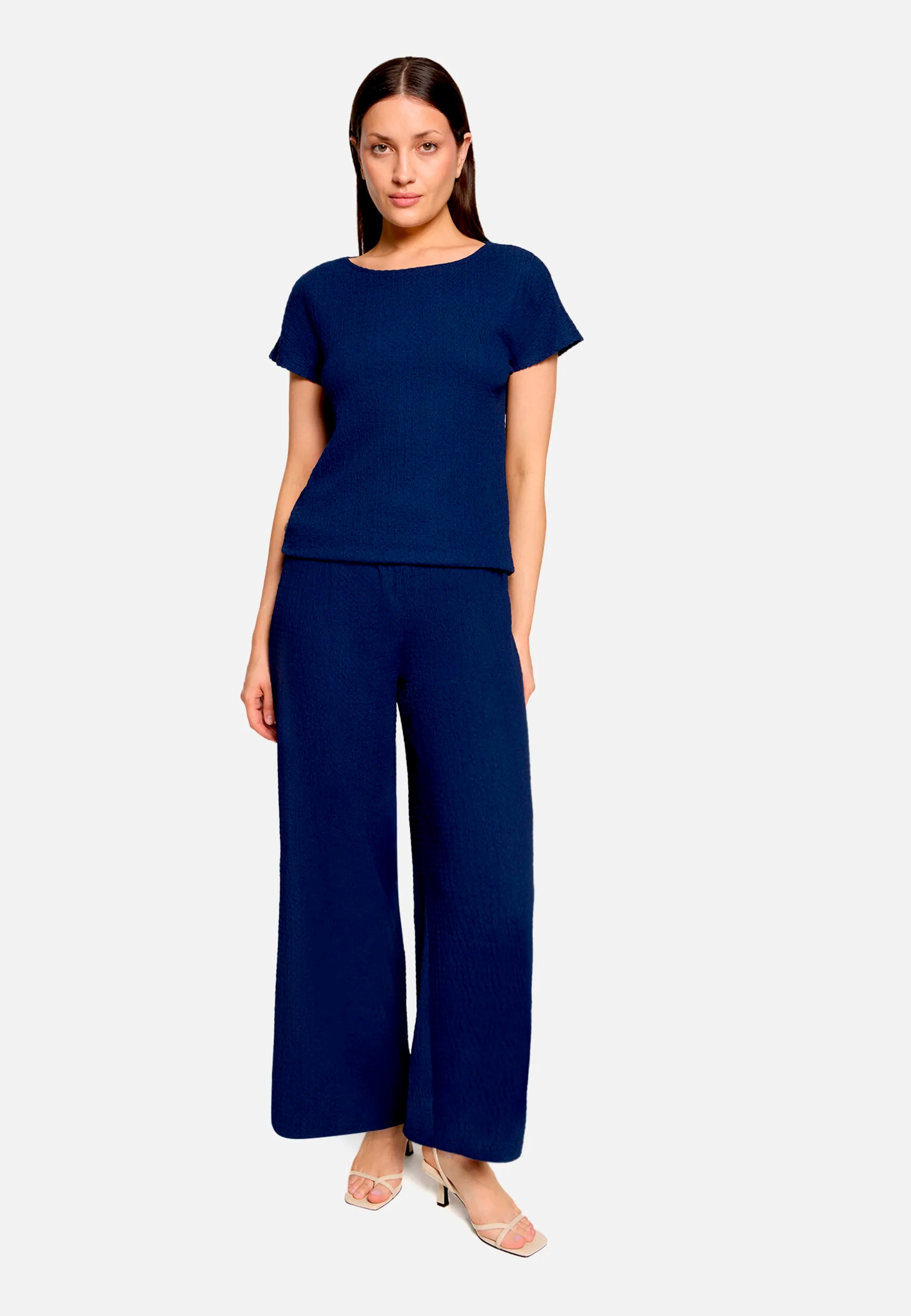 Betty Barclay Ocean Cavern Women Textured Shirt with Boat Neck SKU: 2748-1821_8359 Image 02