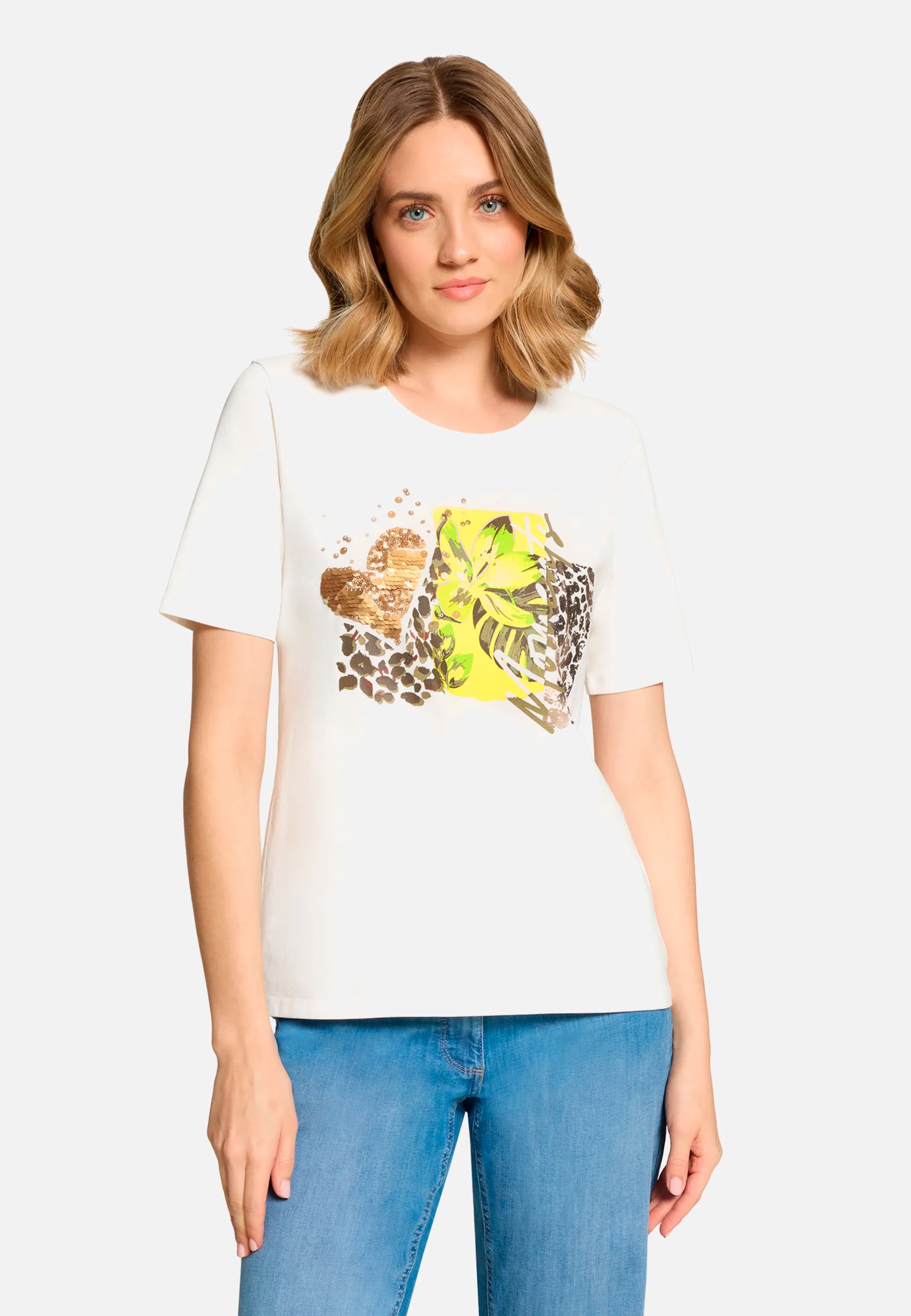 Betty Barclay Patch Creme/Yellow Women Basic Shirt with Print SKU: 2795-1092_1921 Image 01