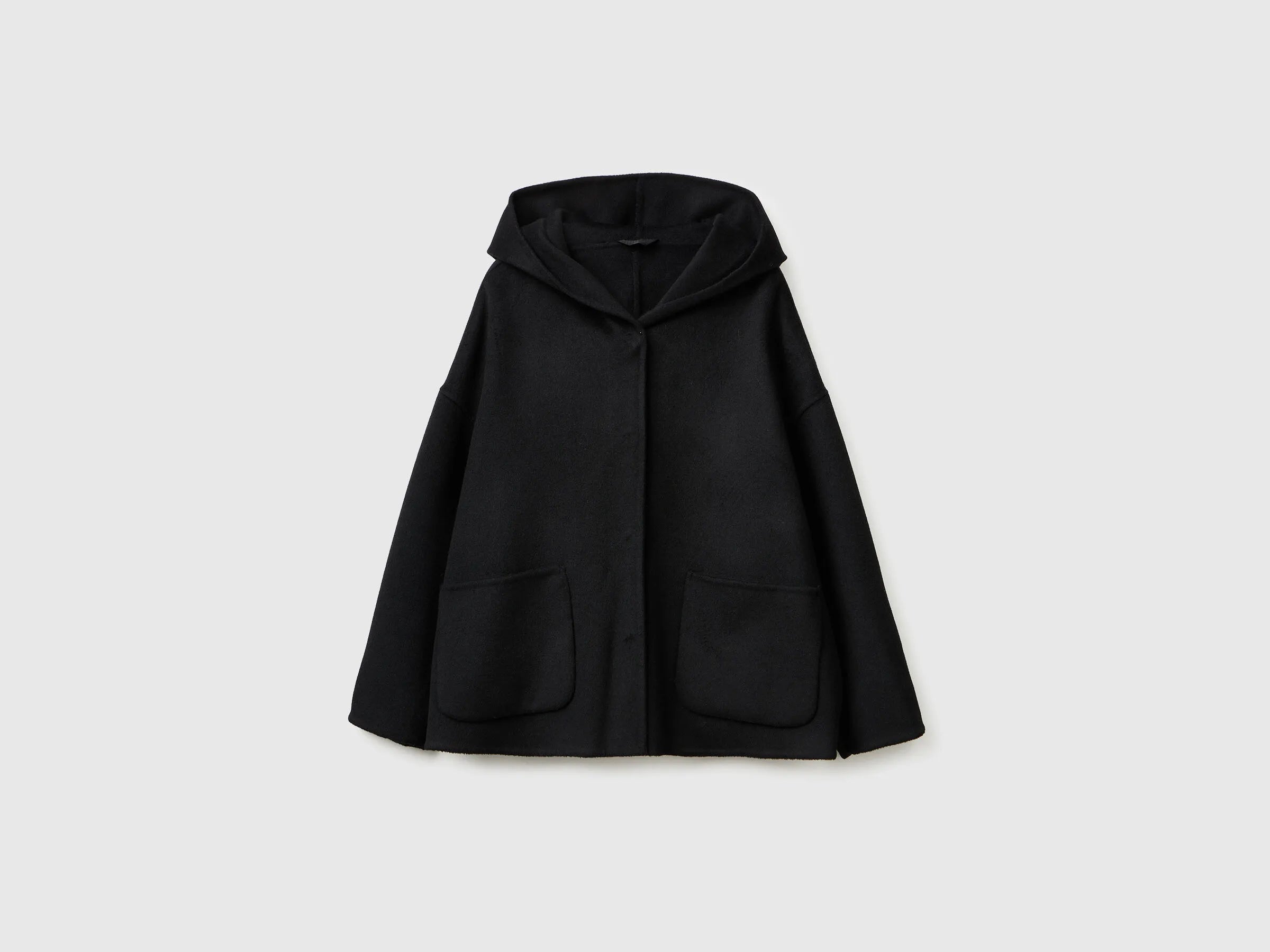 Benetton_Black_Jacket with Hood in Wool Blend_28F7DN08M_100_05