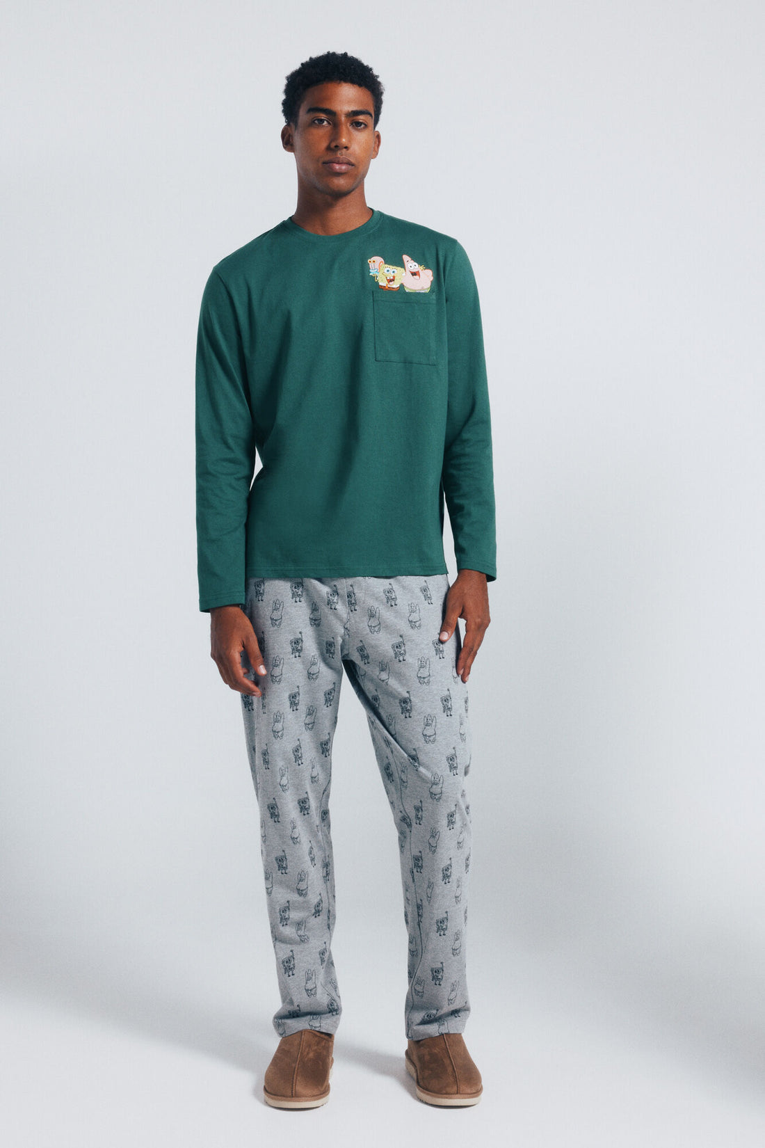 Springfield_Green_Spongebob Long Pajamas_2922748_22_01