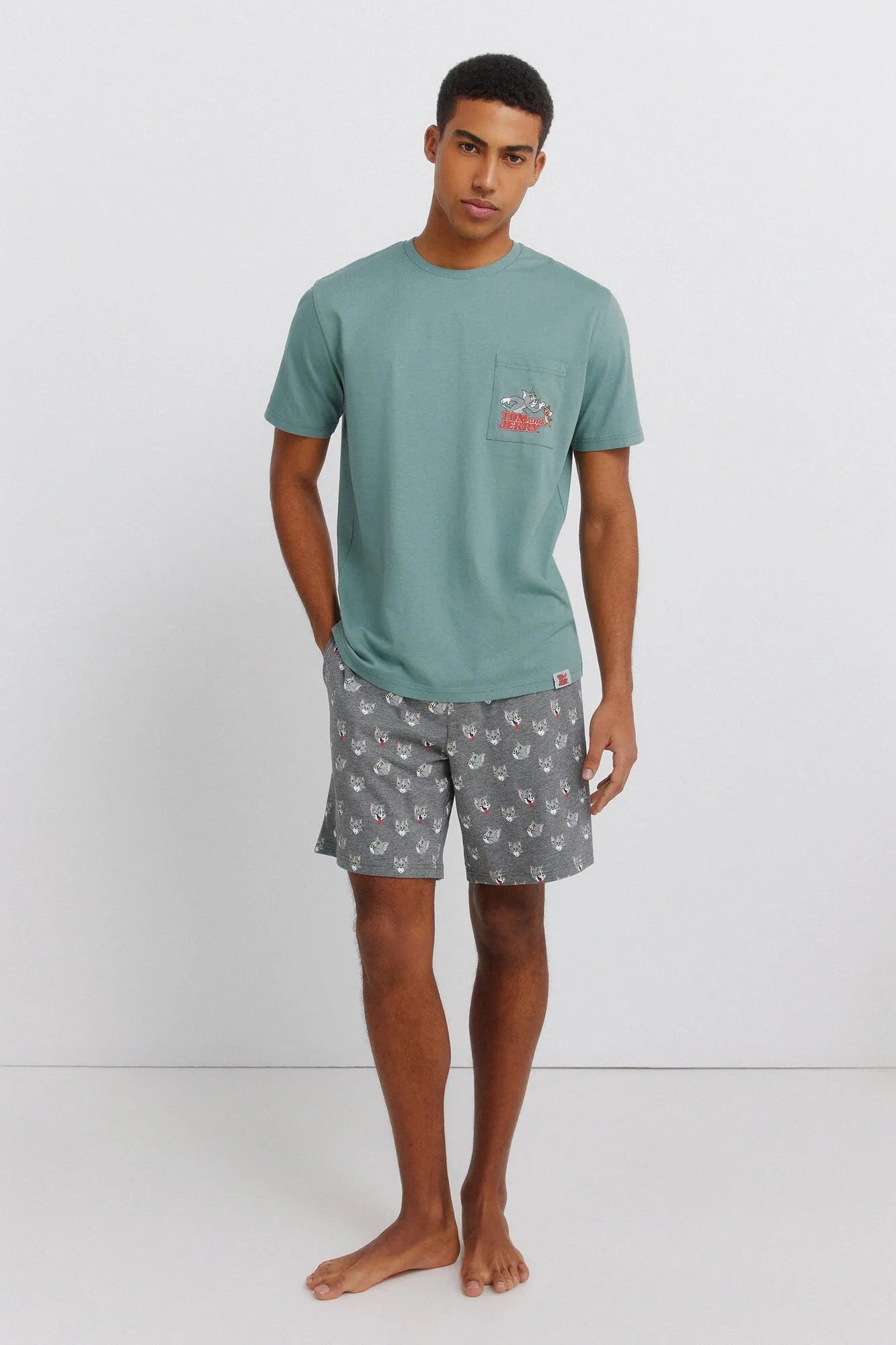 Springfield Green Men Short Pyjamas Tom & Jerry SKU: 2923635_22 Image 01