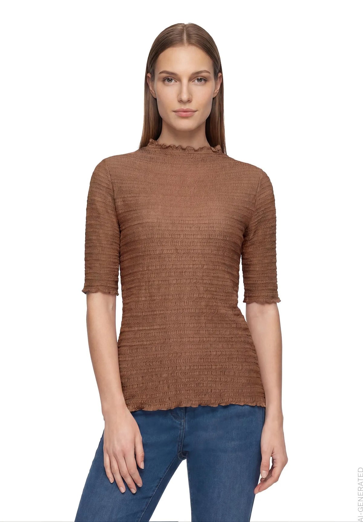 Betty Barclay Dark Coffee Women Textured Shirt SKU: 2932-1662_7048 Image 01
