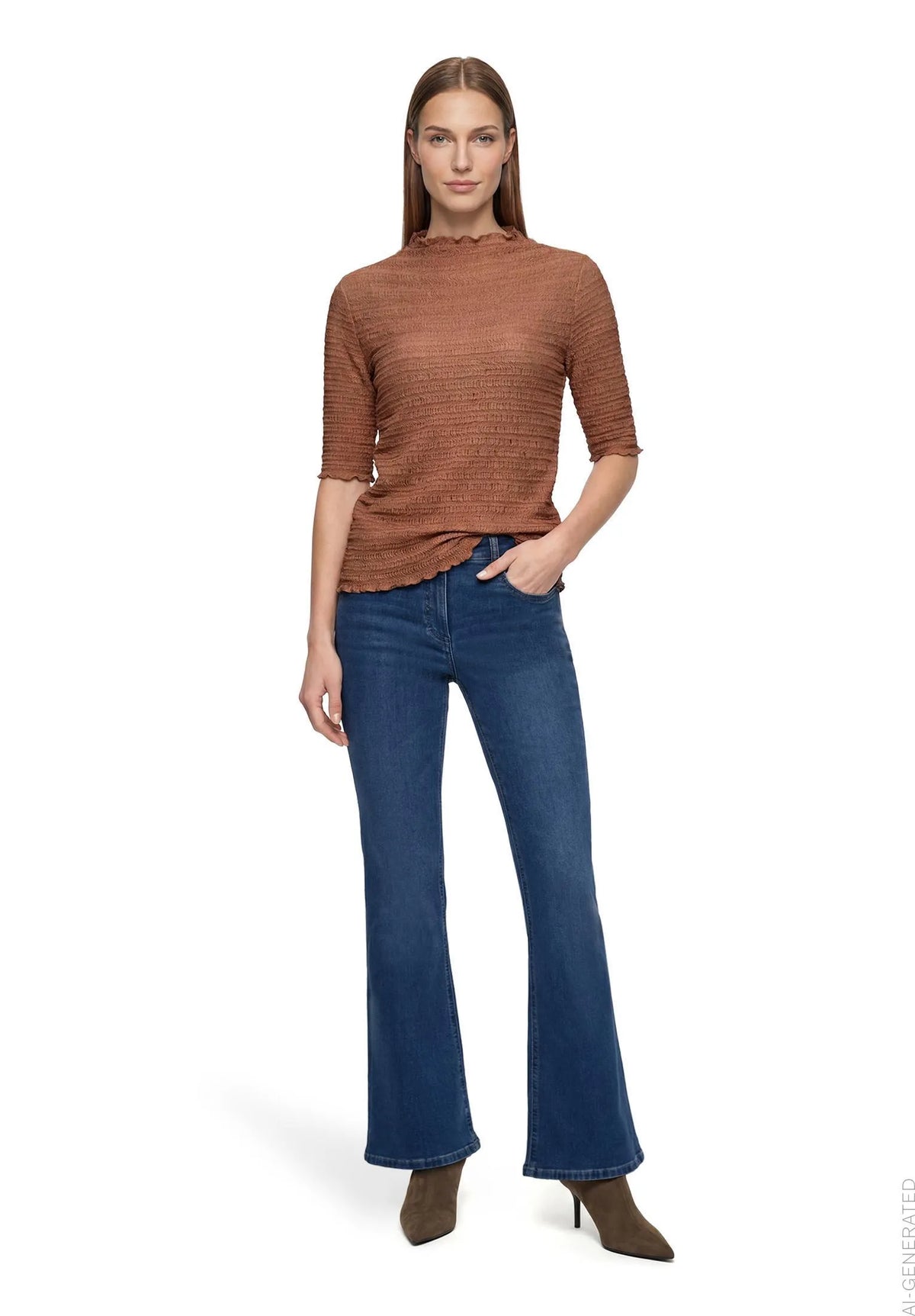 Betty Barclay Dark Coffee Women Textured Shirt SKU: 2932-1662_7048 Image 02