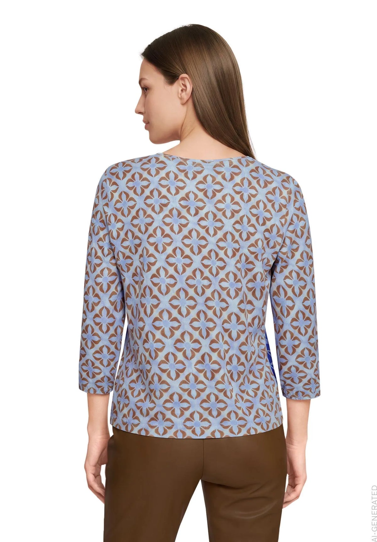 Betty Barclay Blue/Brown Women Oversized Top SKU: 2952-1715_8870 Image 03