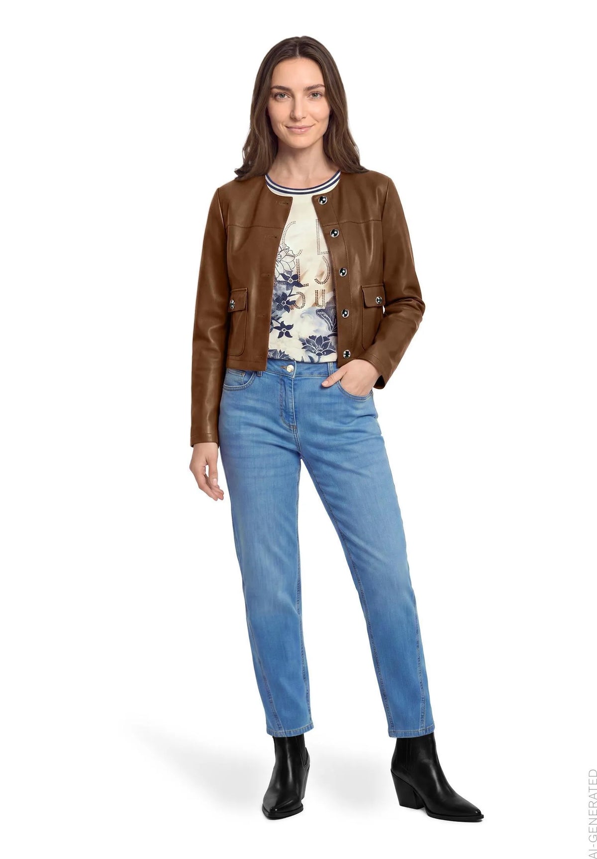 Betty Barclay Beige/Blue Women Casual T-Shirt SKU: 2953-1722_7884 Image 02
