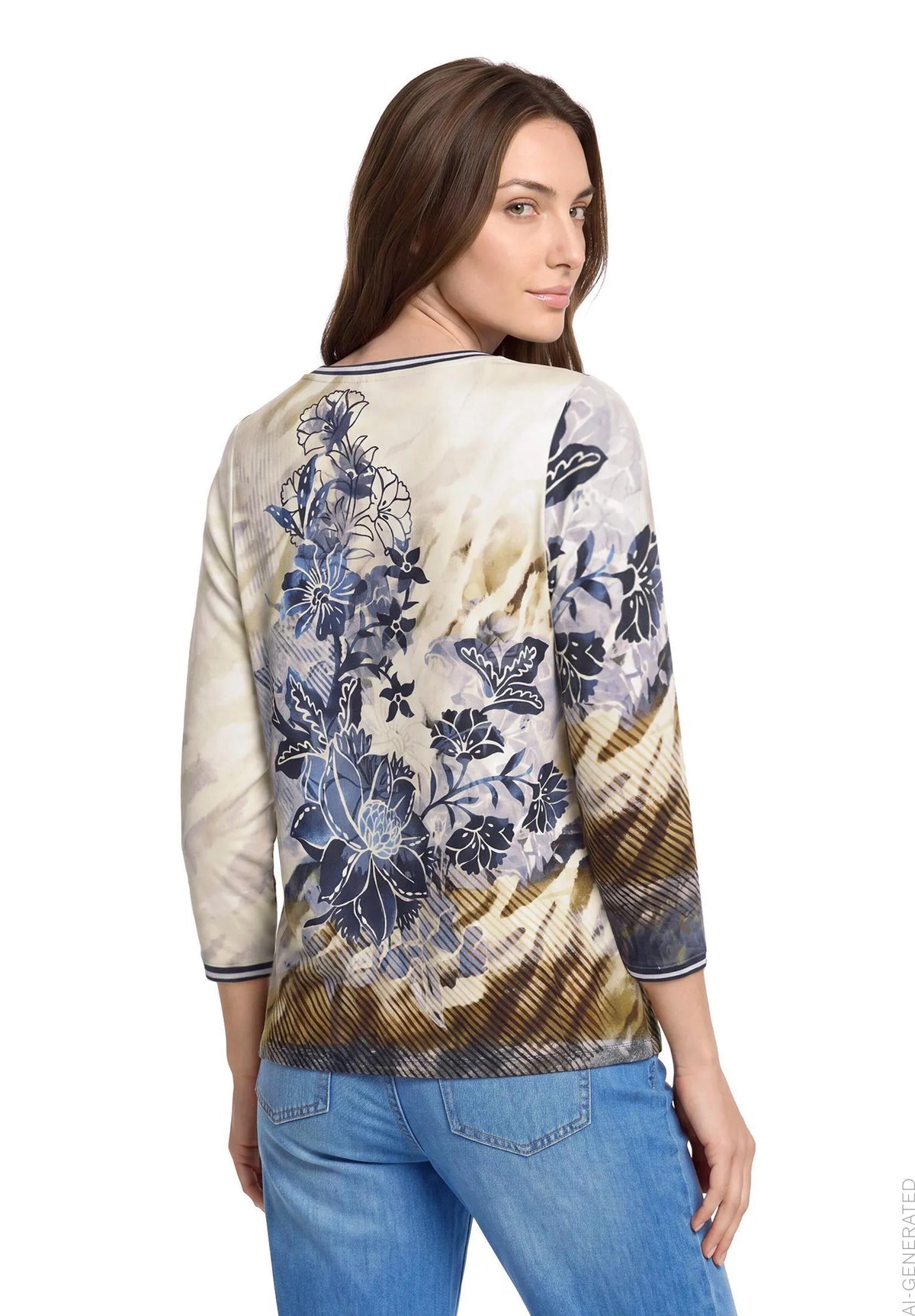 Betty Barclay Beige/Blue Women Casual T-Shirt SKU: 2953-1722_7884 Image 03