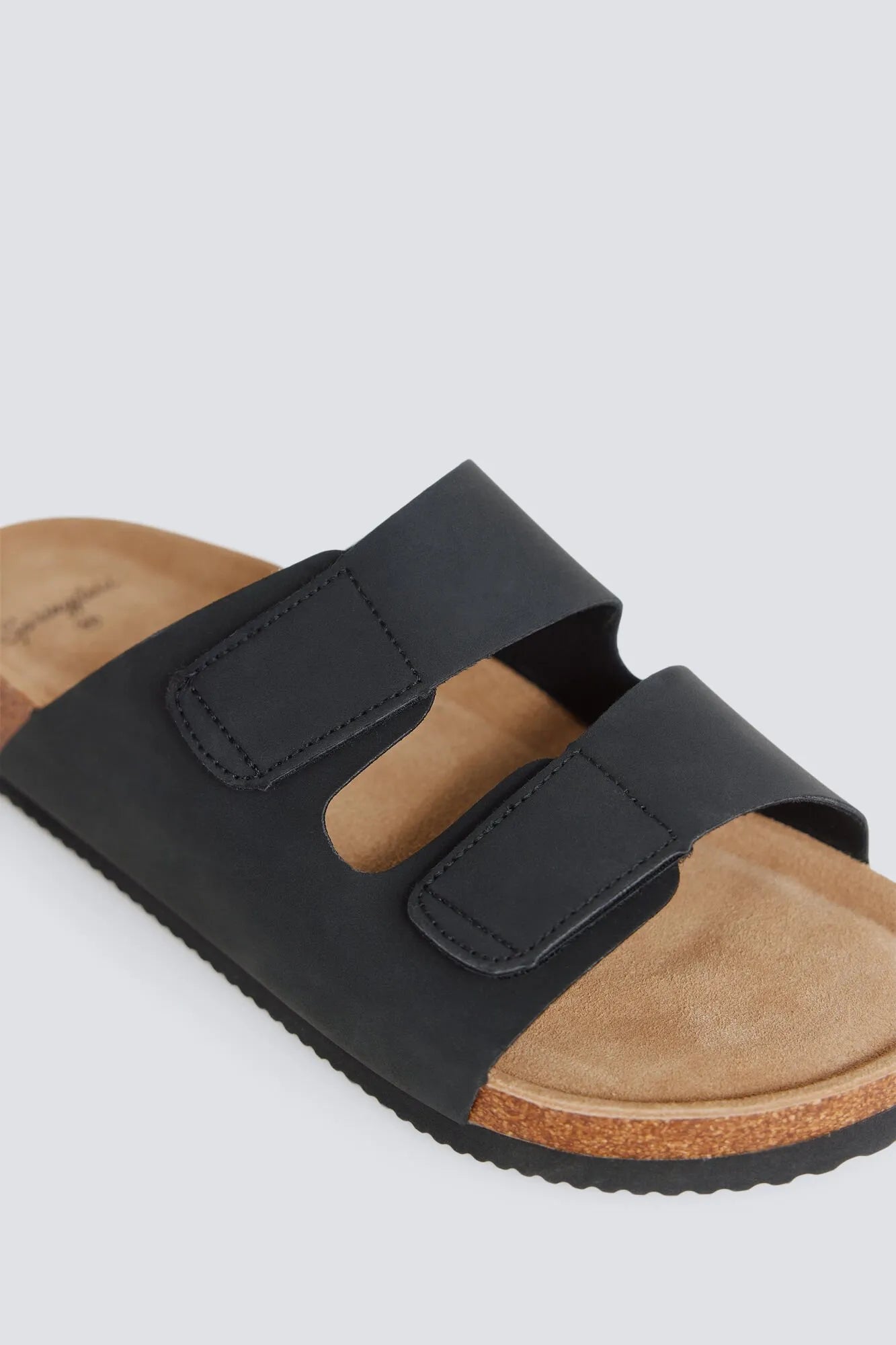 Springfield Black Men Double Strap Velcro Sandal SKU: 2993203_01 Image 03
