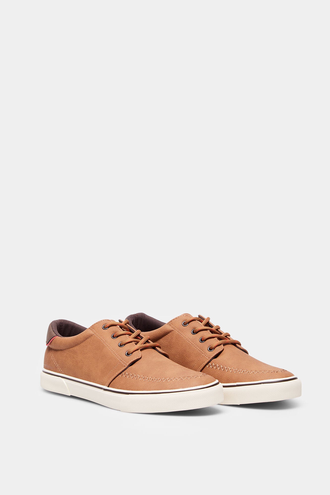 Brown Lace Up Trainers With White Sole_2997586_30_03