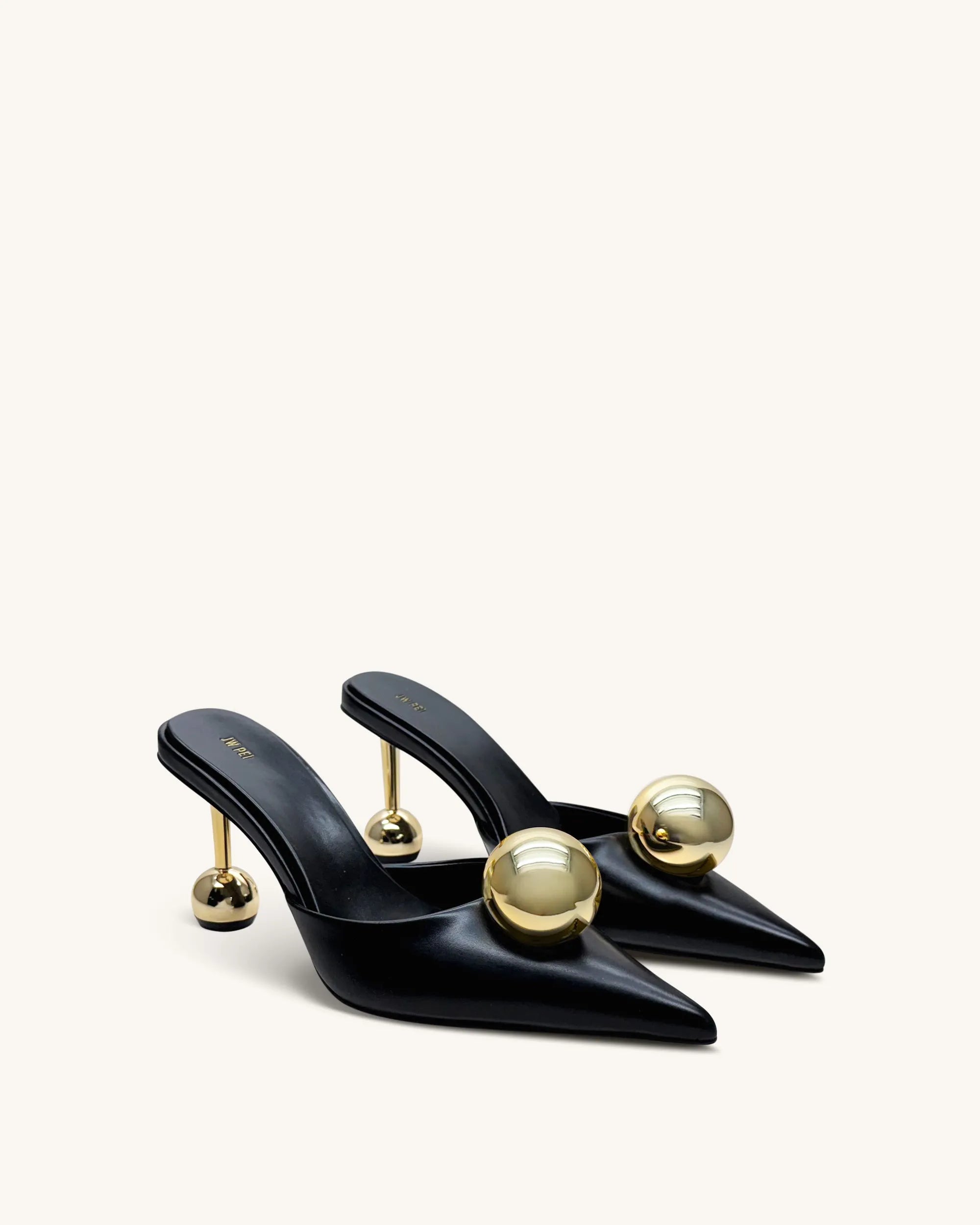 JW PEI Black Women Sofia Sphere Heel Mules - Black SKU: 2MS83-1_Black Image 02