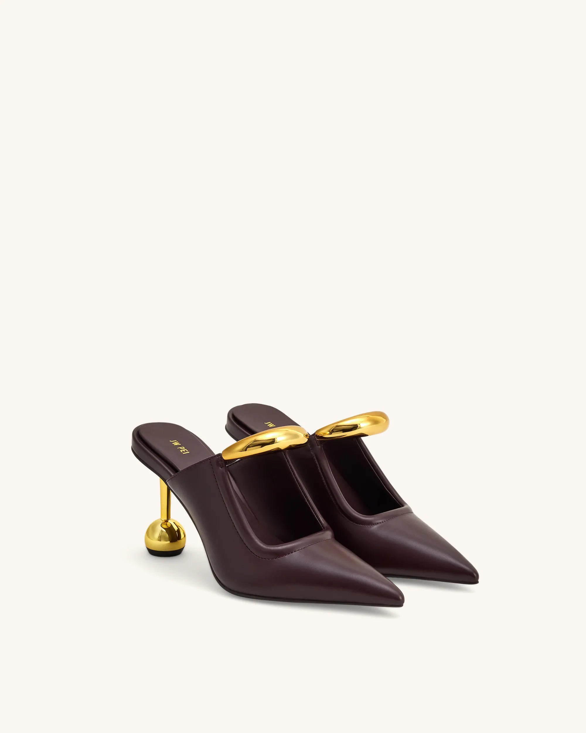 JW PEI Deep Burgundy Women Sofia Metal Accent Sphere Heel Mules SKU: 2MS83X002-4_Deep Burgundy Image 03
