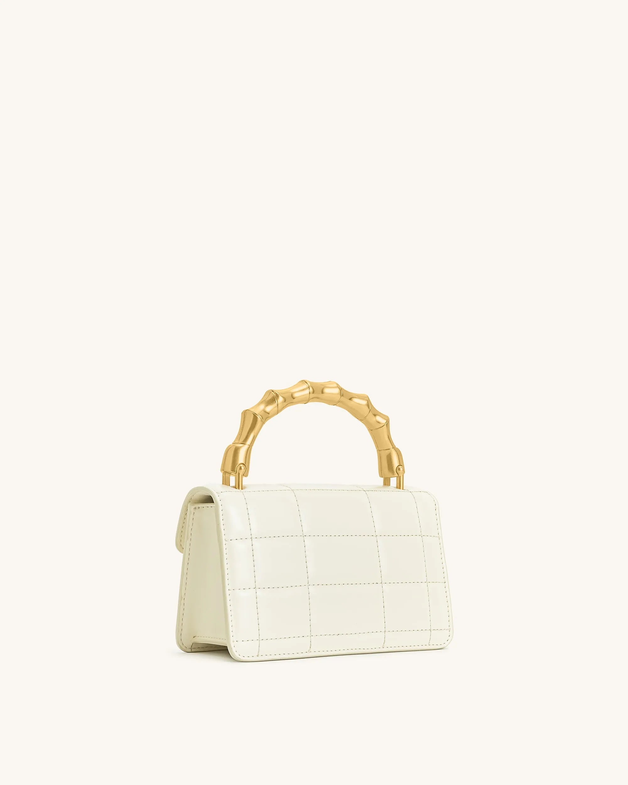 JW PEI White Women Kaia Bamboo Metal Handle Handbag - White SKU: 2T179-2_White Image 03