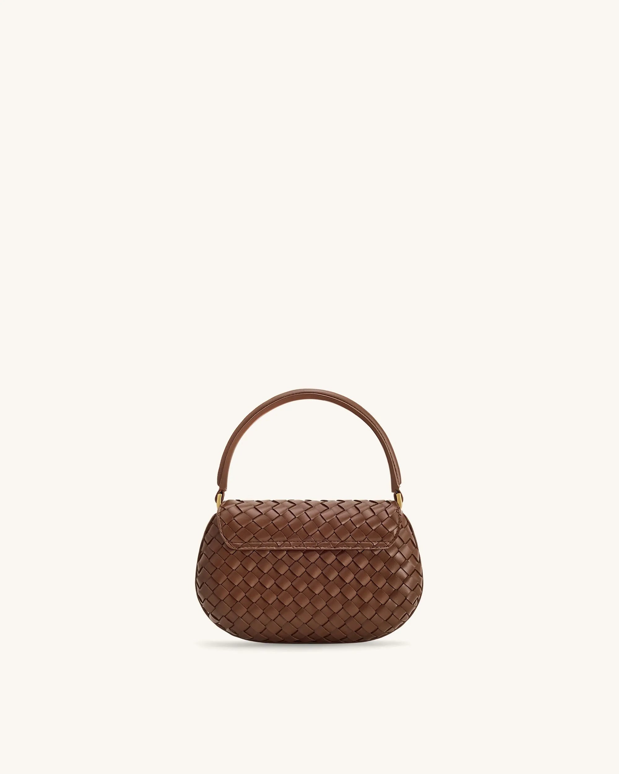 JW PEI Brown Women Zuri Hand Woven Round Top Handle Bag - Brown SKU: 2T246-3_Brown Image 03