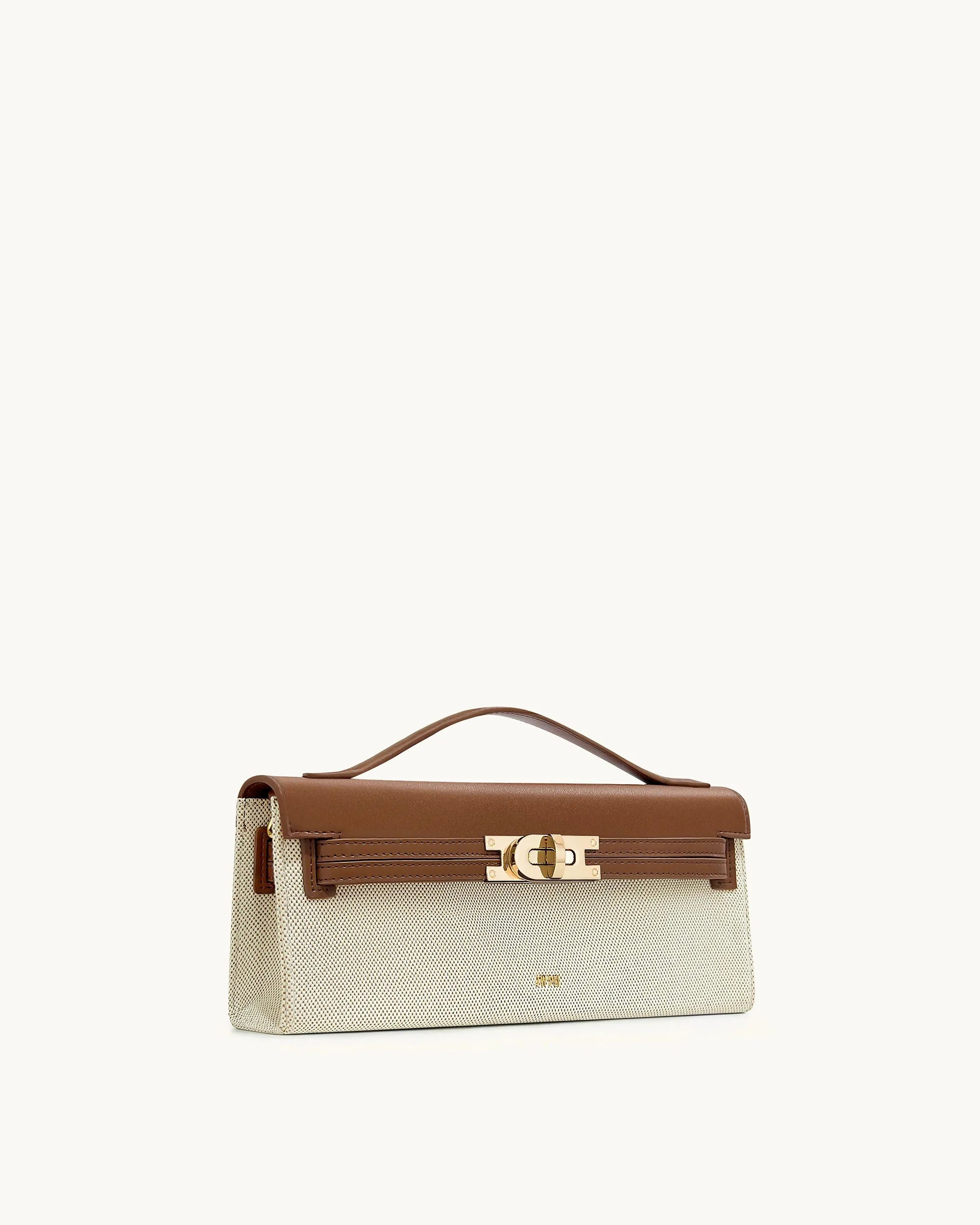 JW PEI Brown Canvas Women Bria Structured Top Handle Bag - Brown Canvas SKU: 2T276-31_Brown Canvas Image 02