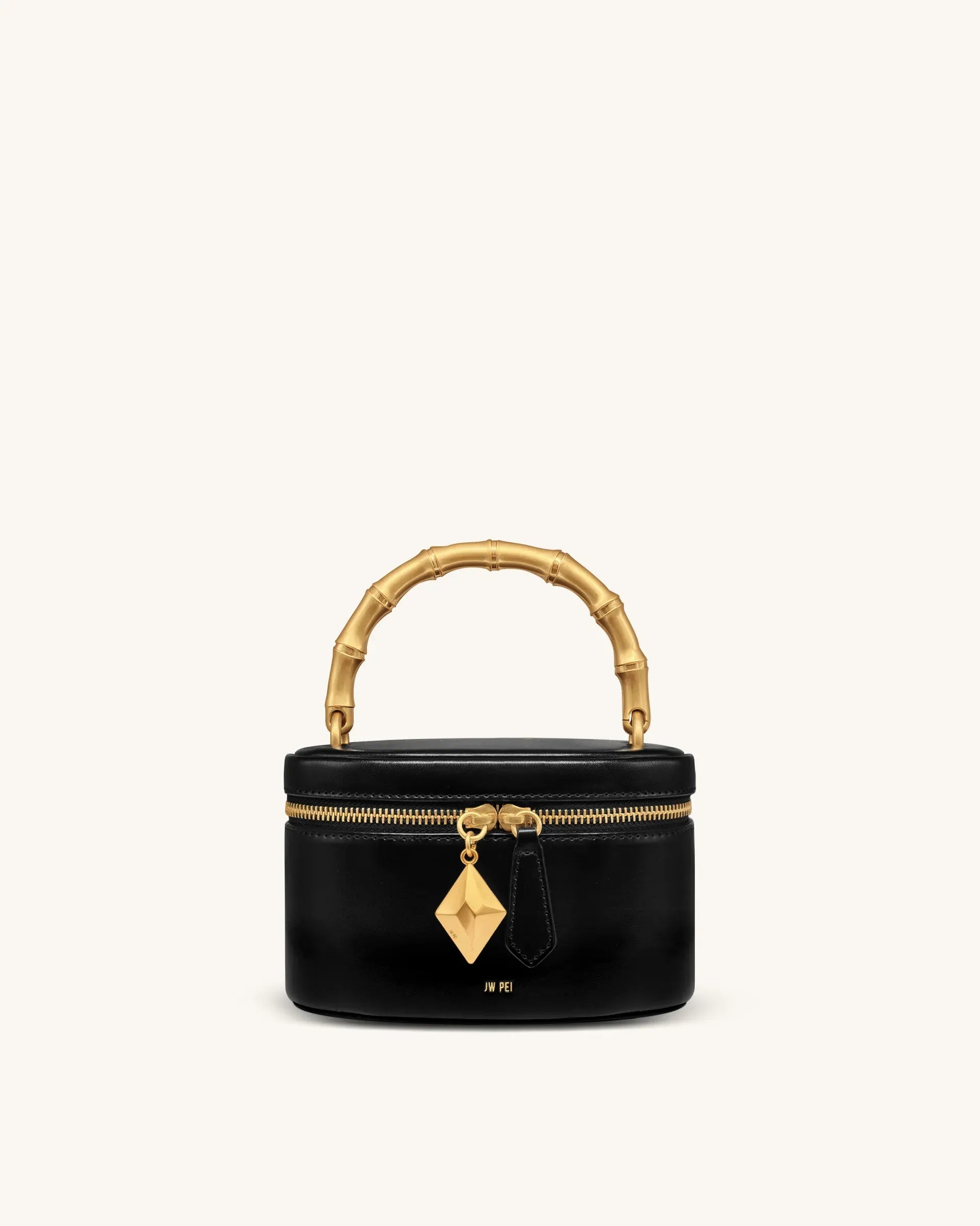 JW PEI Black Women Natalie Metal Geometric Pendant Handle Bag SKU: 2T310-1_Black Image 01
