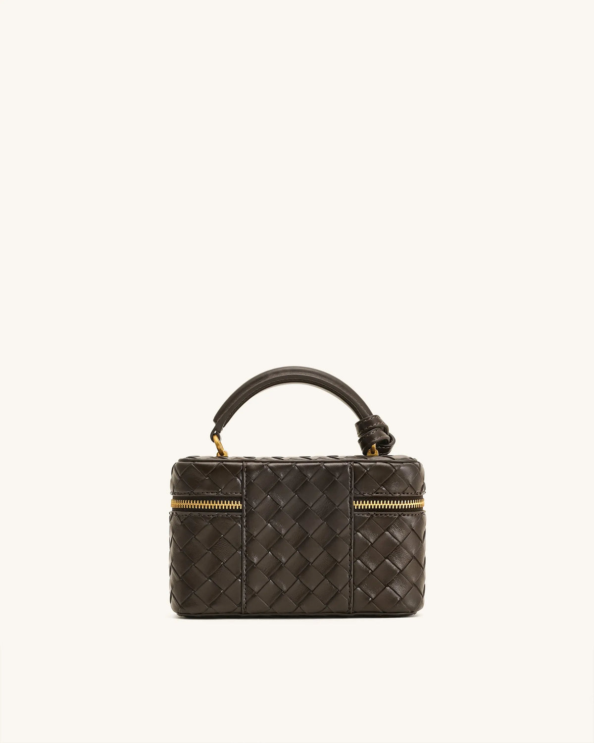 JW Pei Dark Brown Women Cleo Woven Texture Box Shape Top Handle Bag SKU: 2T321-35_Dark Brown Image 03