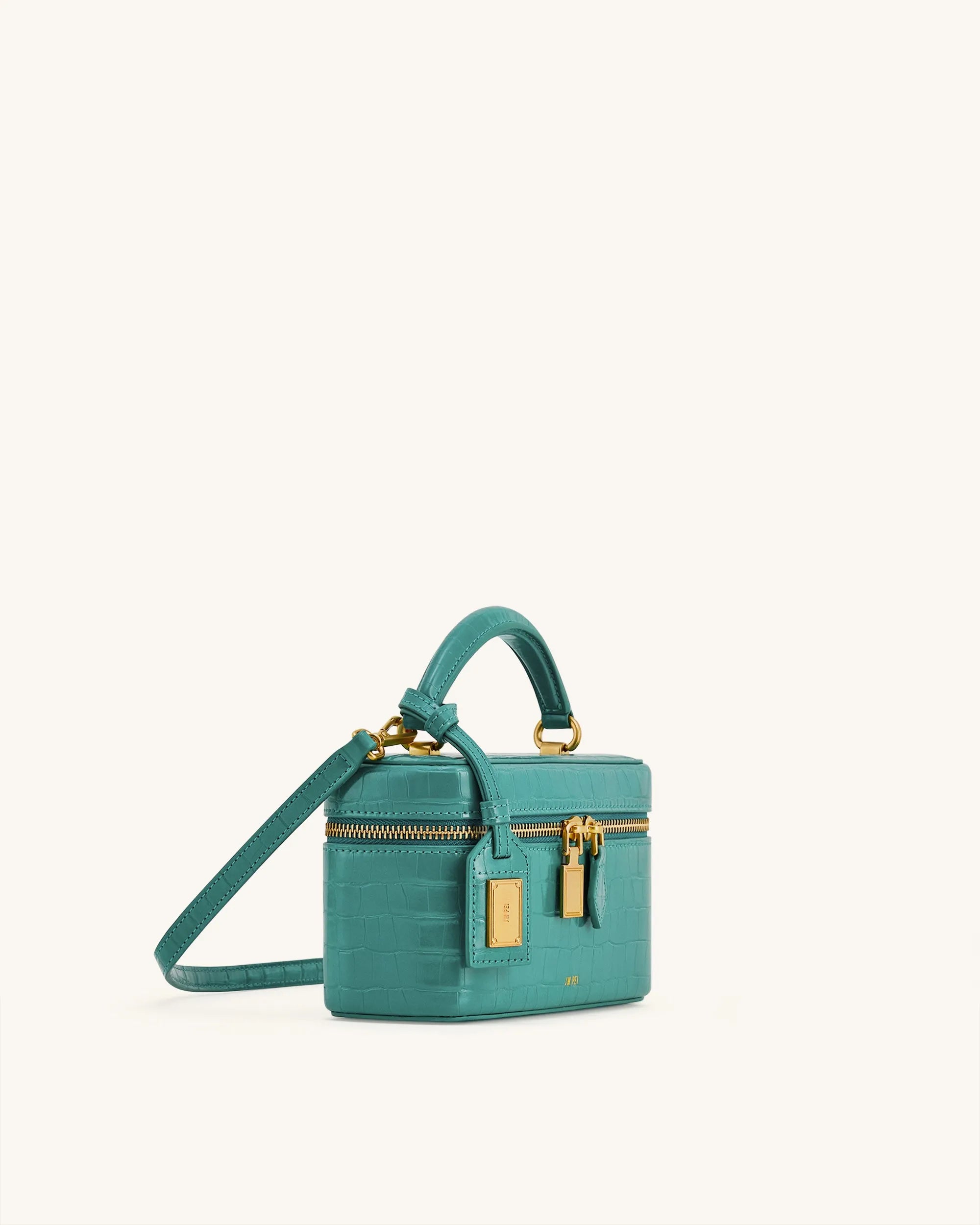 JW PEI Green Croc Women Cleo Box Shape Top Handle Bag - Green Croc SKU: 2T321-7_Green Croc Image 02