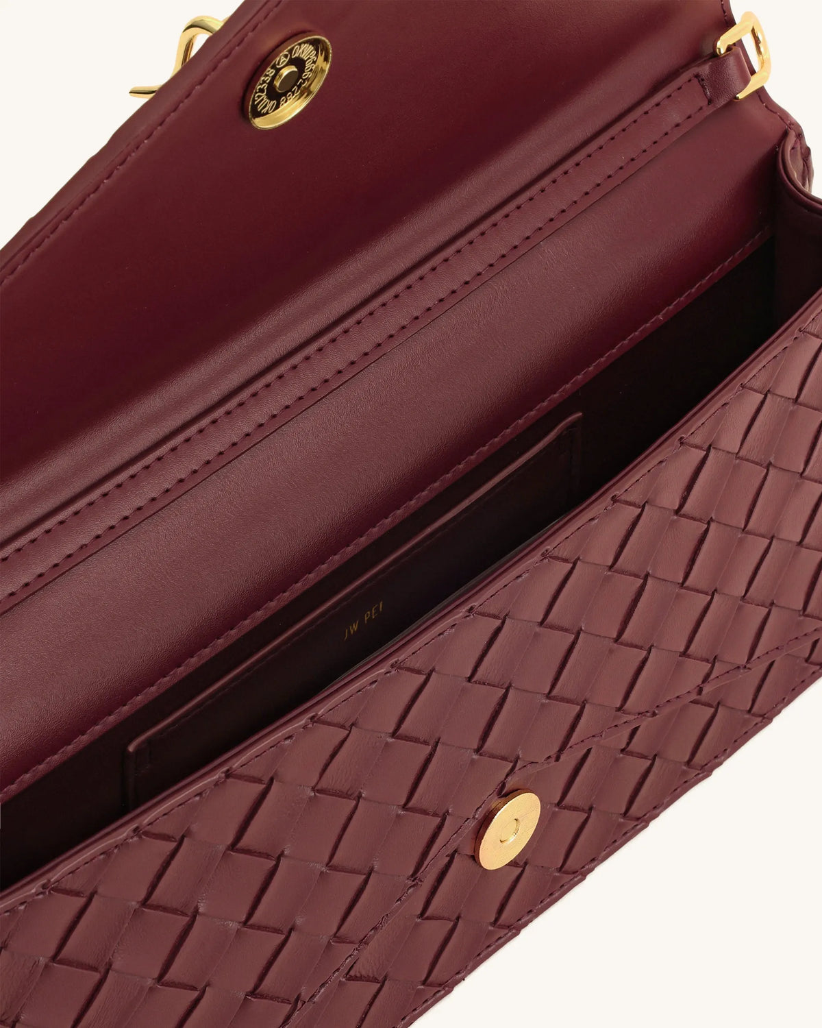 JW Pei Burgundy Women Celeste Woven Textured Envelope Top Handle Bag SKU: 2T398-41_Burgundy Image 04