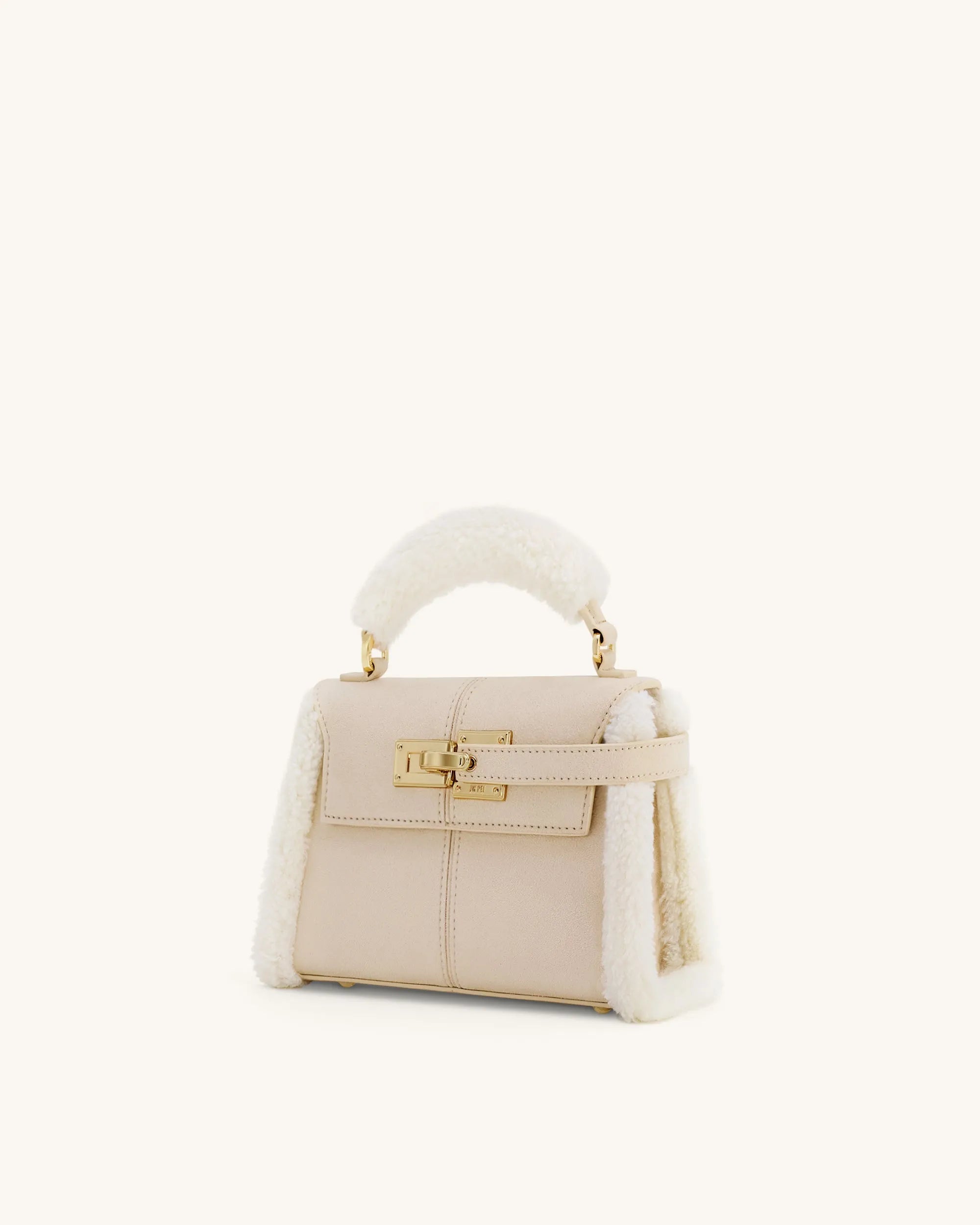 JW PEI_Taupe_Elise Faux Suede Shearling Trim Top Handle Bag_2T47-35_Taupe_03