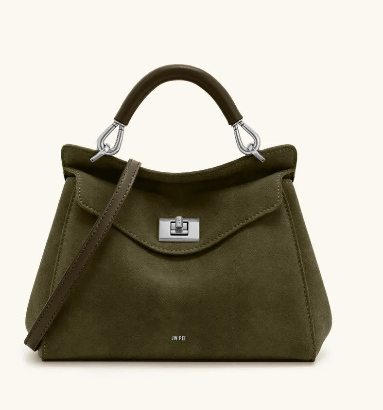 JW Pei Dark Olive Women Lucia Classic Faux Suede Top Handle Bag SKU: 2T68-72_Dark Olive Image 01