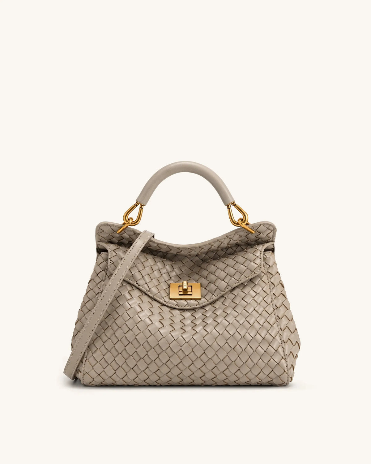 JW Pei Mud Gray Women Lucia Classic Woven Top Handle Bag SKU: 2T68-91_Mud Gray Image 01