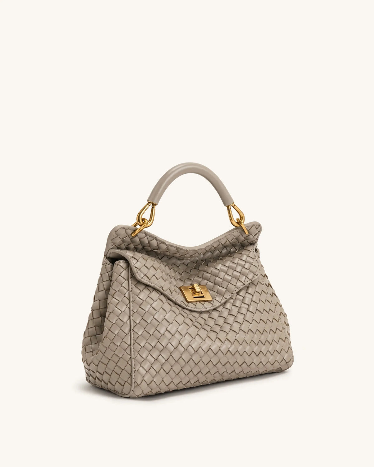 JW Pei Mud Gray Women Lucia Classic Woven Top Handle Bag SKU: 2T68-91_Mud Gray Image 02