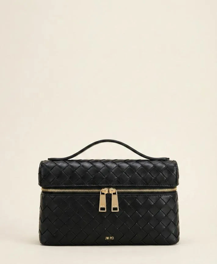 JW PEI Black Women Thea Weave Texture Top Handle Bag - Black SKU: 2T78-13W_Black Image 01