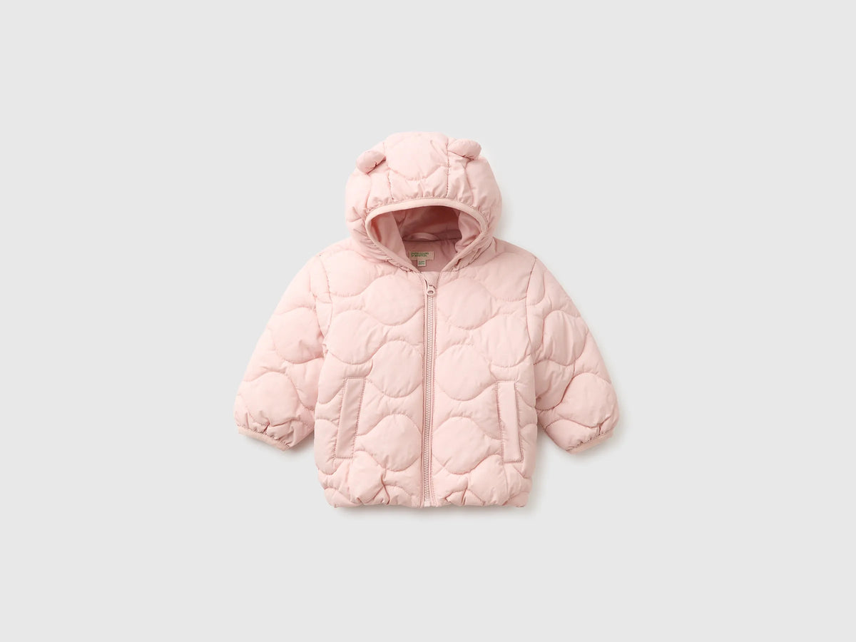 Benetton Soft Pink Girl Padded Jacket with Hood SKU: 2WU0AN018_08Q Image 01