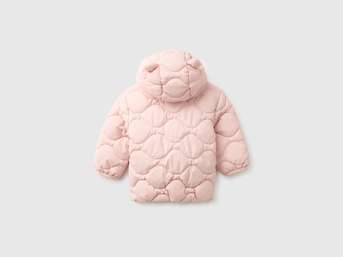 Benetton Soft Pink Girl Padded Jacket with Hood SKU: 2WU0AN018_08Q Image 02