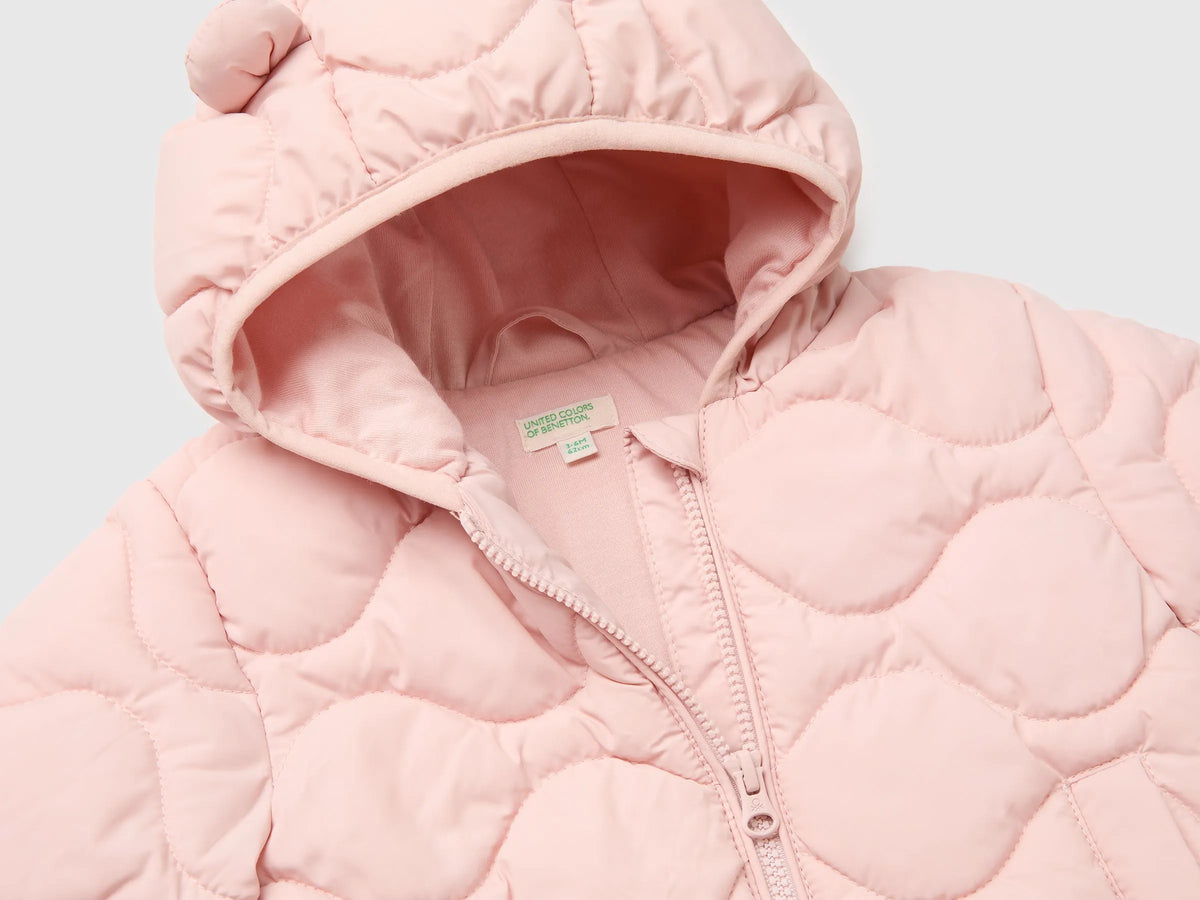 Benetton Soft Pink Girl Padded Jacket with Hood SKU: 2WU0AN018_08Q Image 03