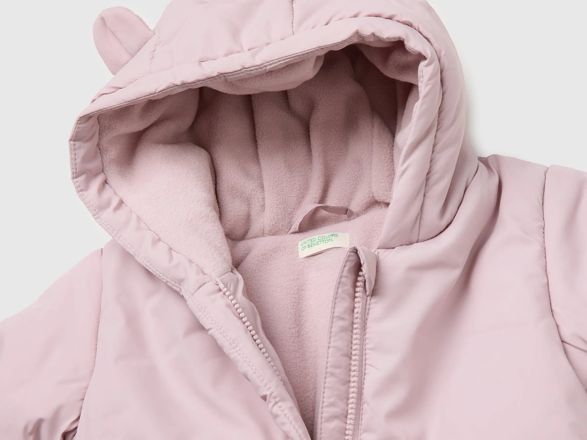 Benetton Pink New Born Fleece-Lined Hooded Jacket SKU: 2WU0AN01A_197 Image 03