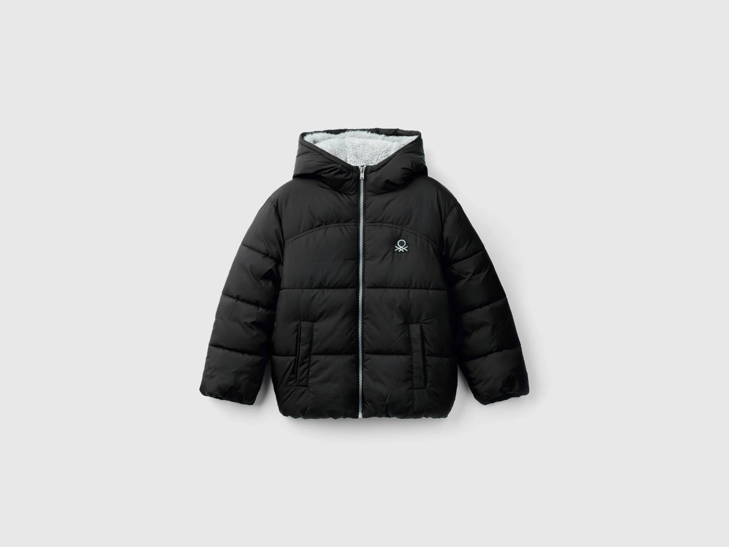 Benetton_Black_Padded Jacket with Teddy Interior_2WU0CN05I_100_01