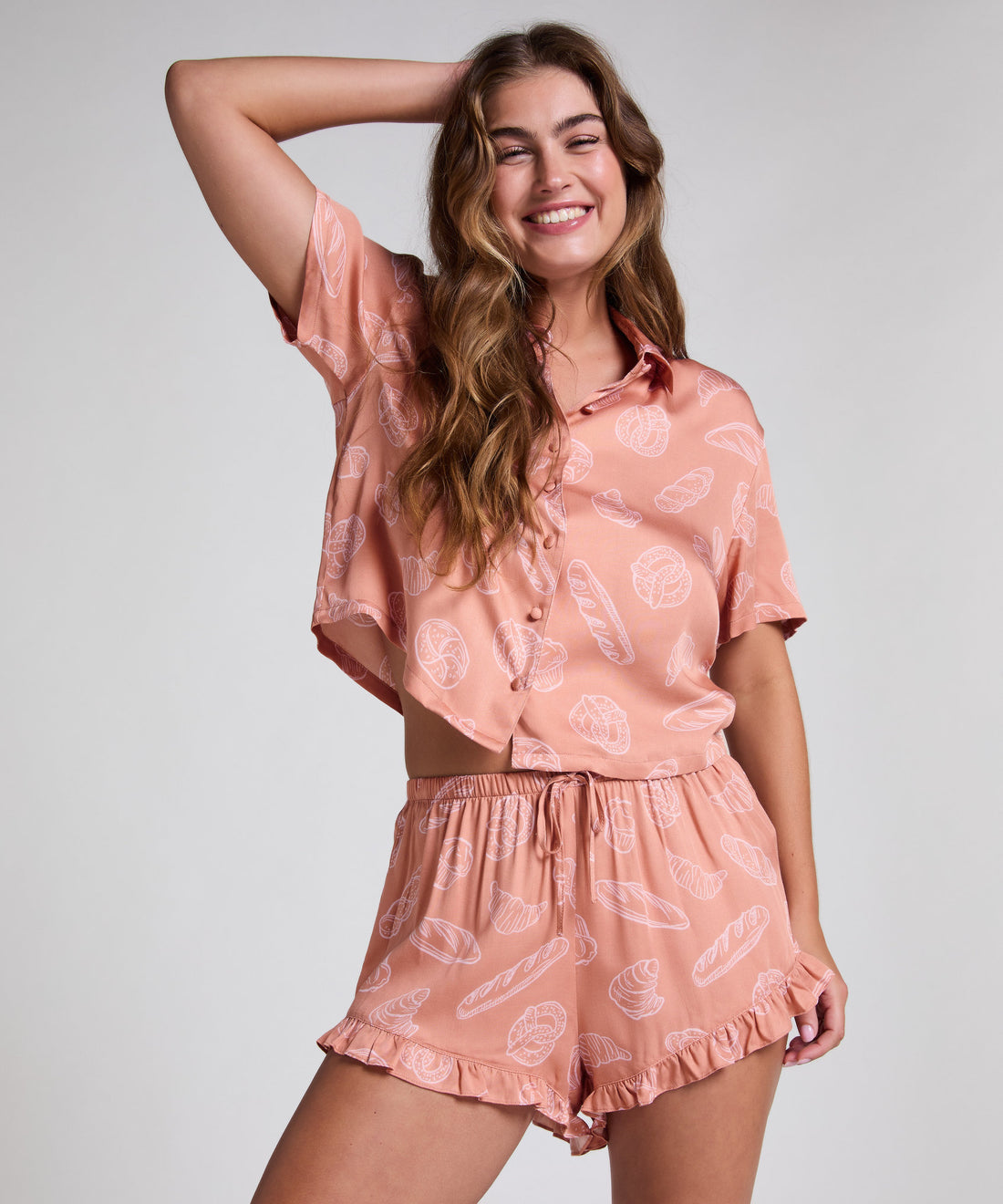 Hunkemoller_Pyjama Shorts_301443_Hkm Tan_01