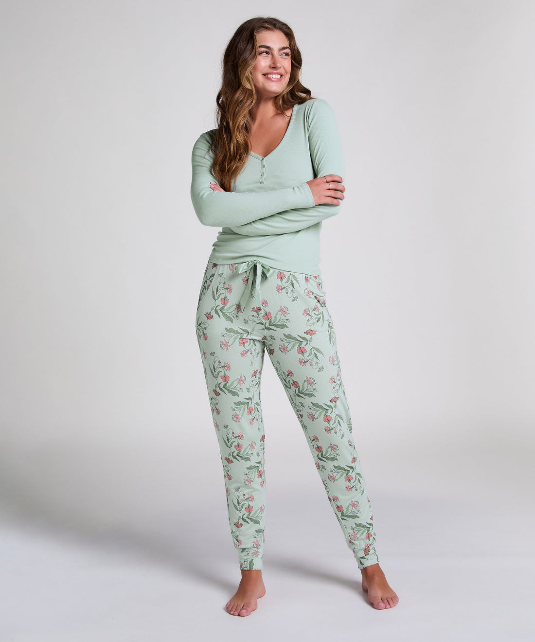 Hunkemoller_Jersey Pyjama Pants_301502_Hkm Green_01