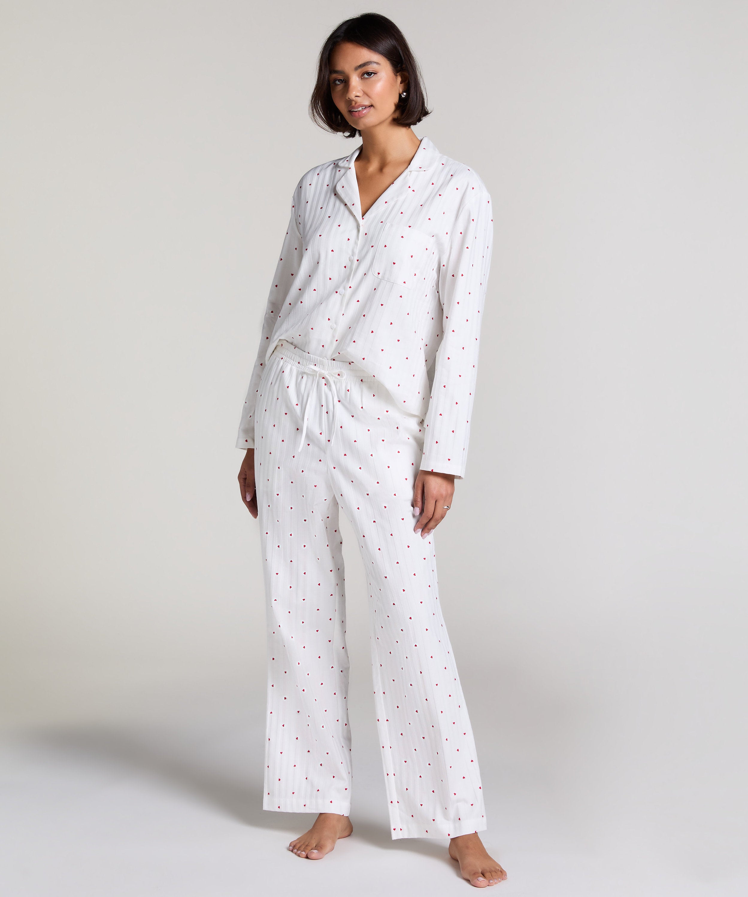 Hunkemoller_Jacquard Hearts Regular Pyjama Bottoms - White_301504_Hkm White_01