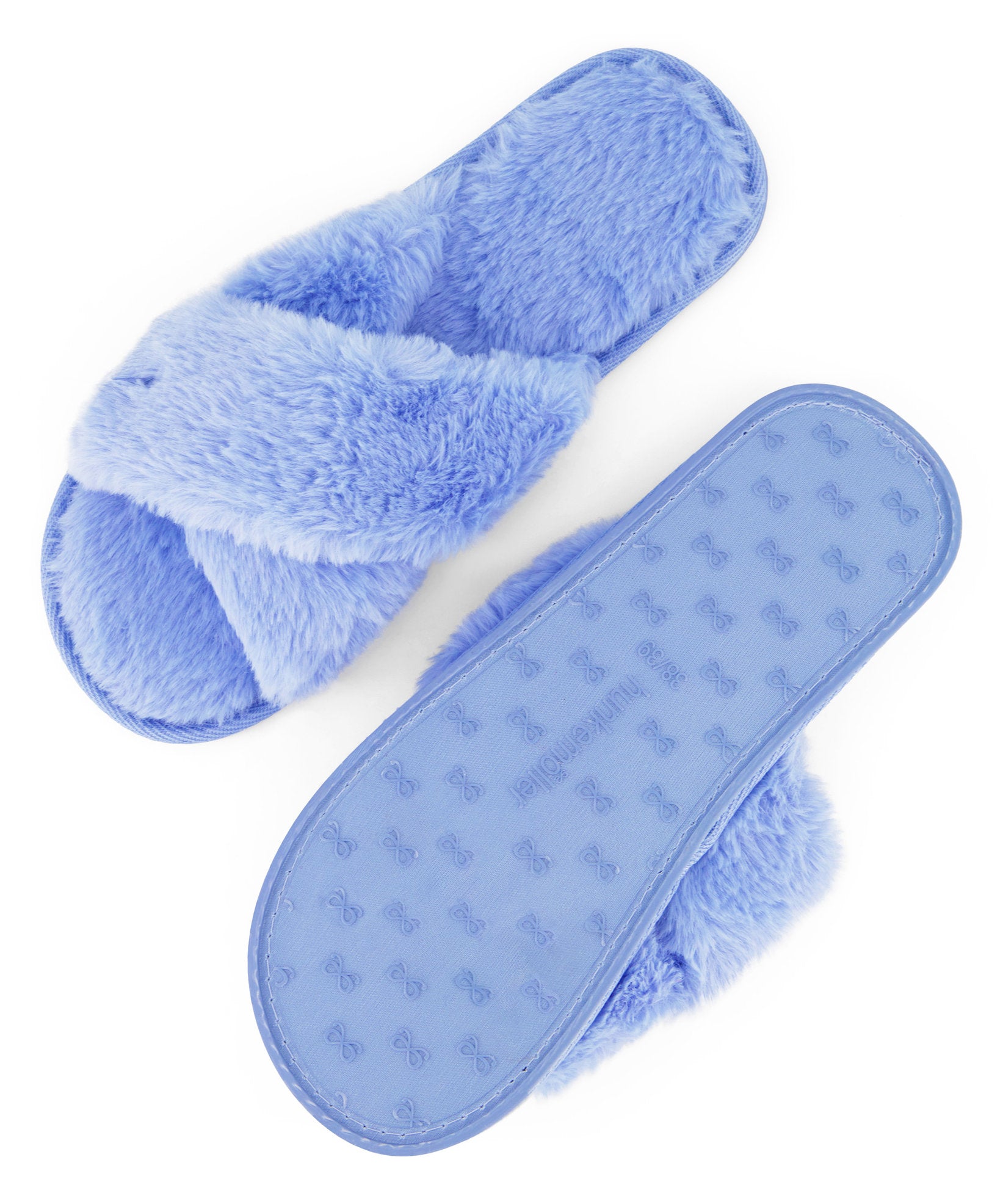 Hunkemoller_Crossed Fake Fur Slippers - Blue_301566_Serenity_03